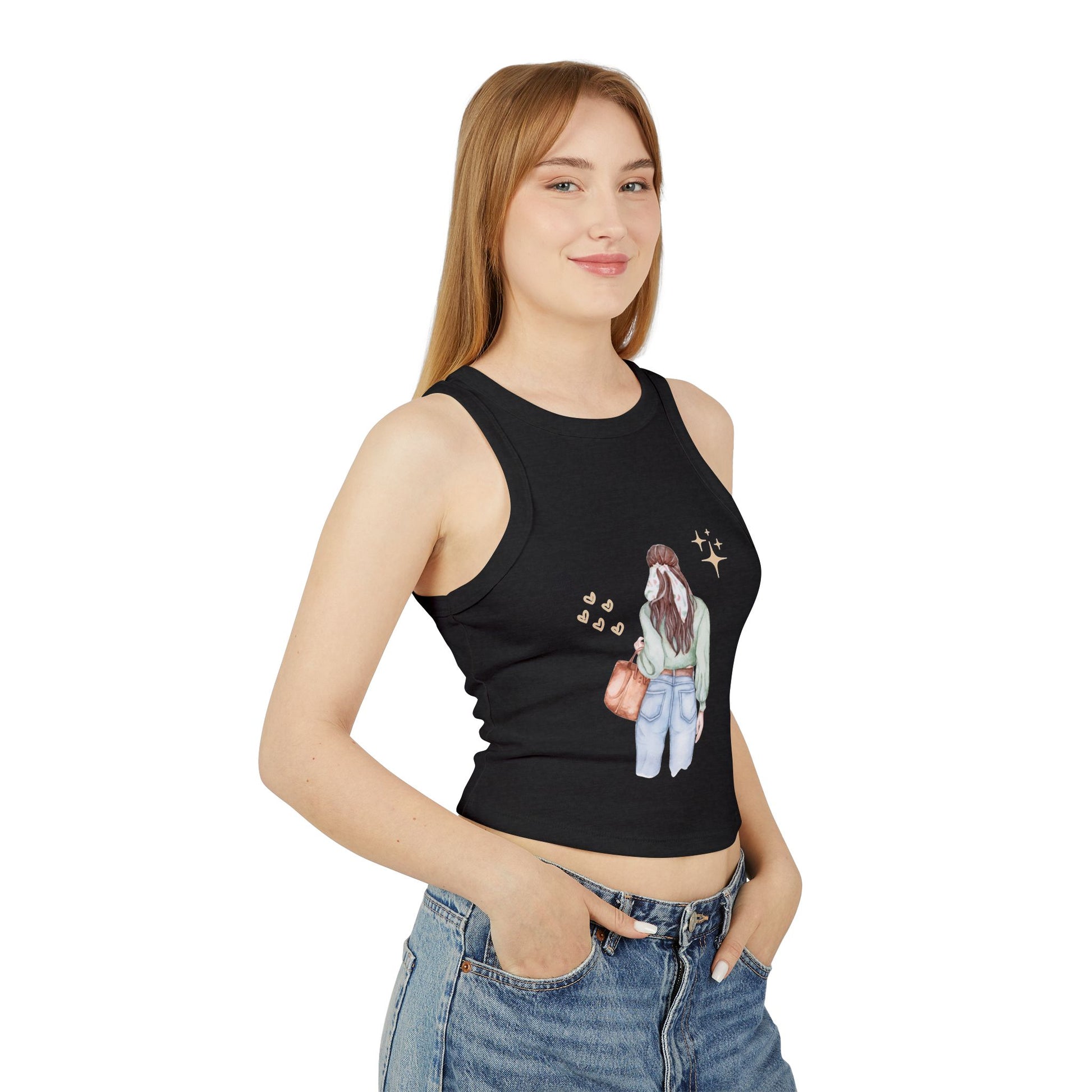 Chic Women's Racer Tank Top with Unique Design, Summer Essential, Casual Wear, Perfect for Everyday & Festivals, Stylish Gift