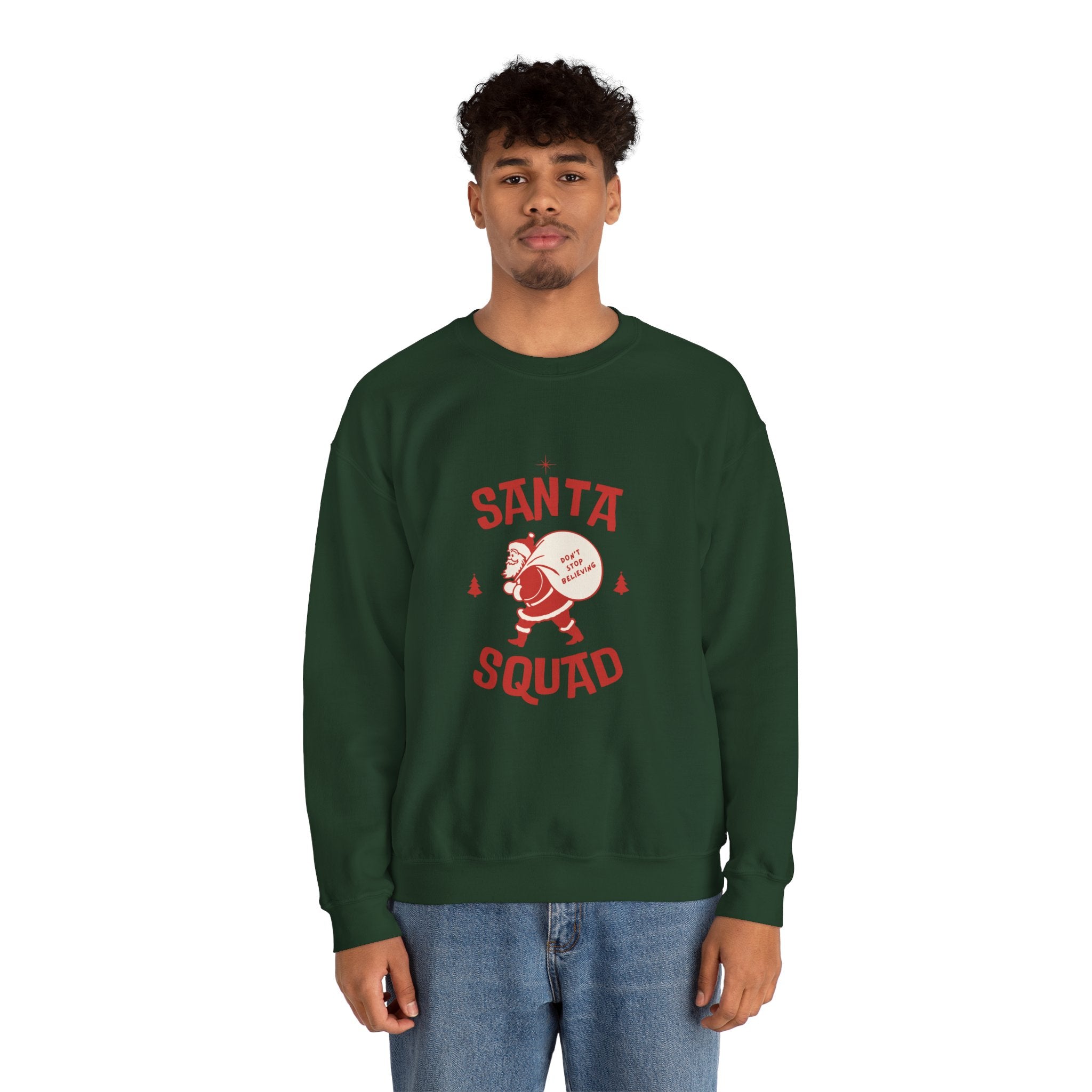Santa Squad Crewneck Sweatshirt — Retro Santa Graphic Christmas Sweater