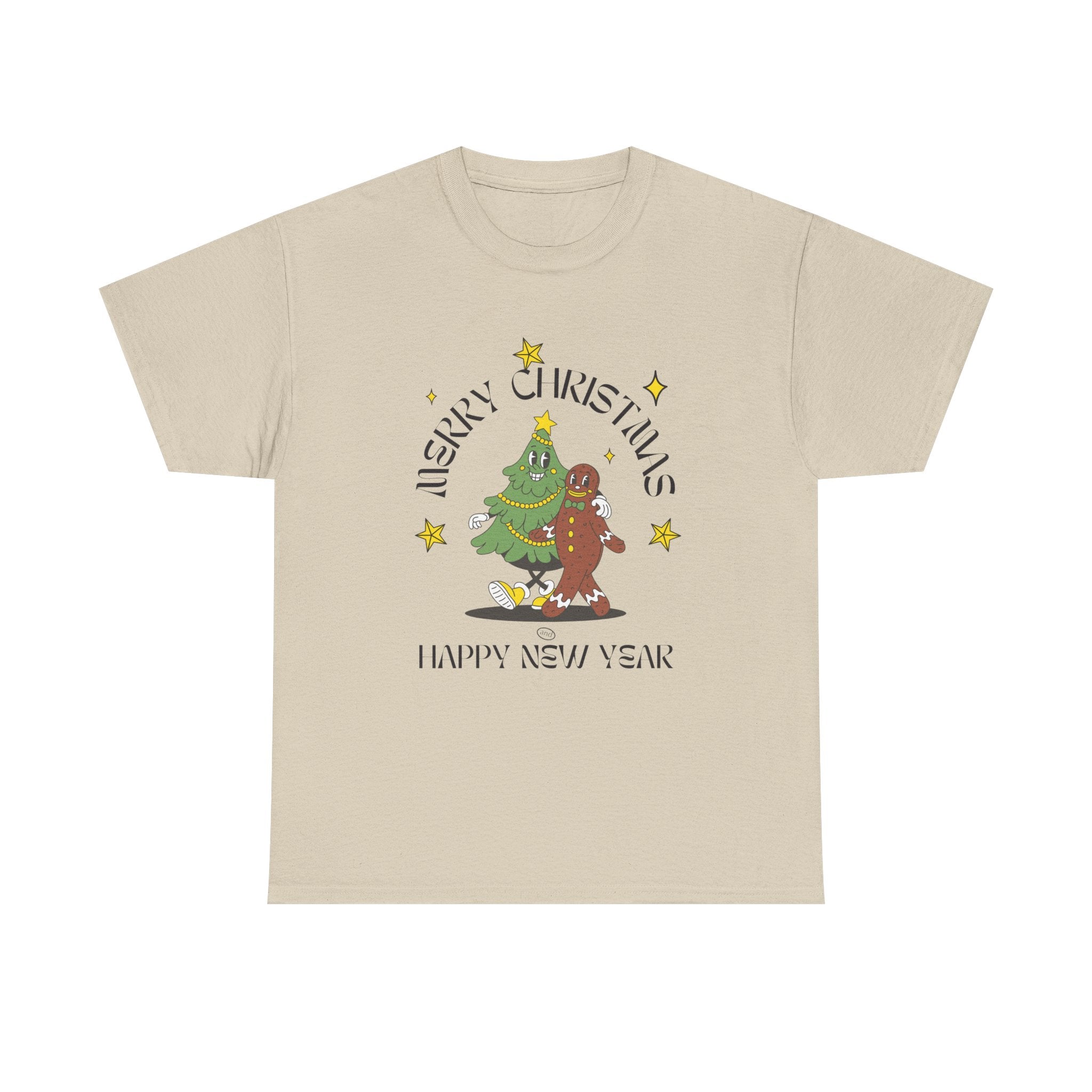 Christmas Gingerbread Tree Tee - "Merry Christmas, Happy New Year" Holiday Shirt