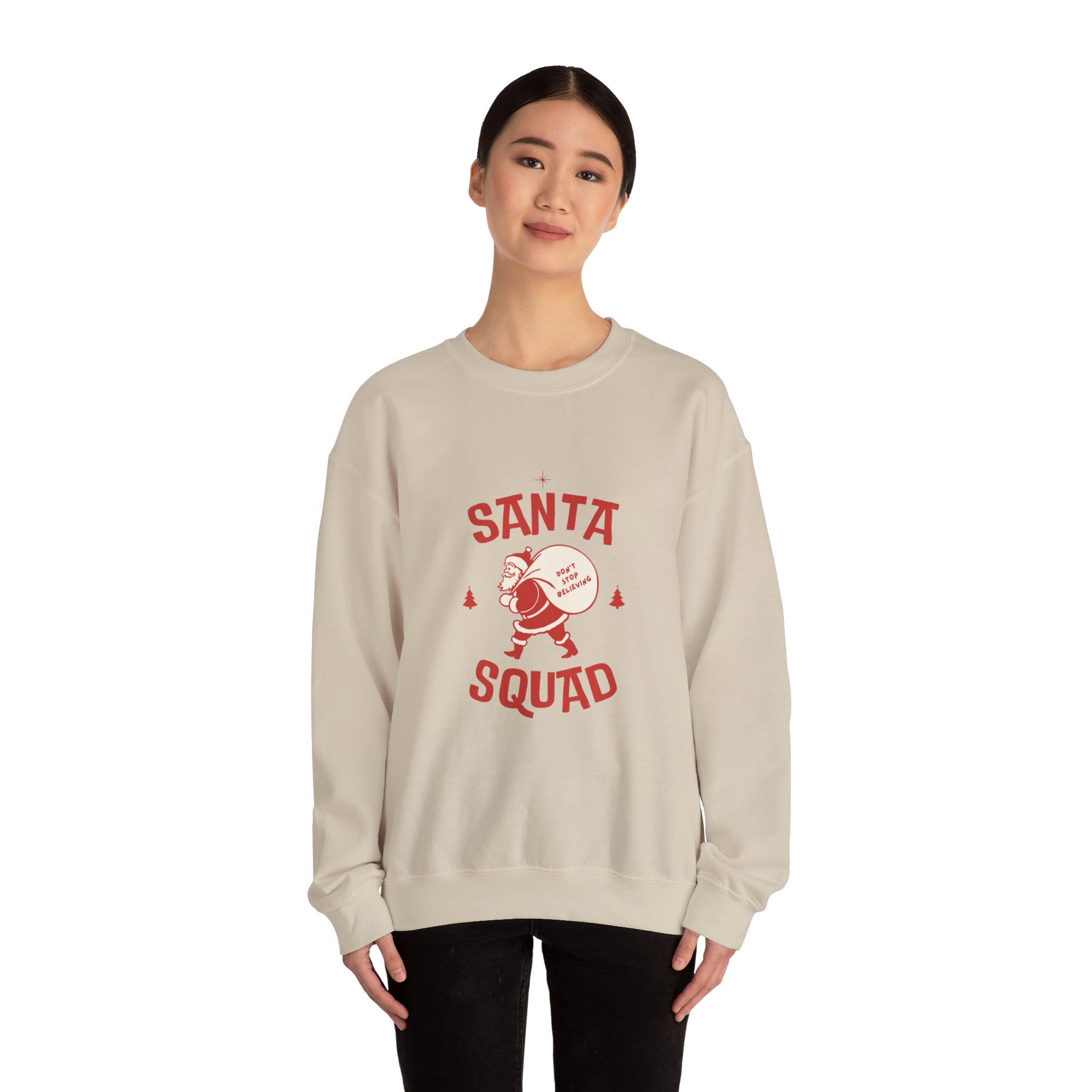 Santa Squad Crewneck Sweatshirt — Retro Santa Graphic Christmas Sweater