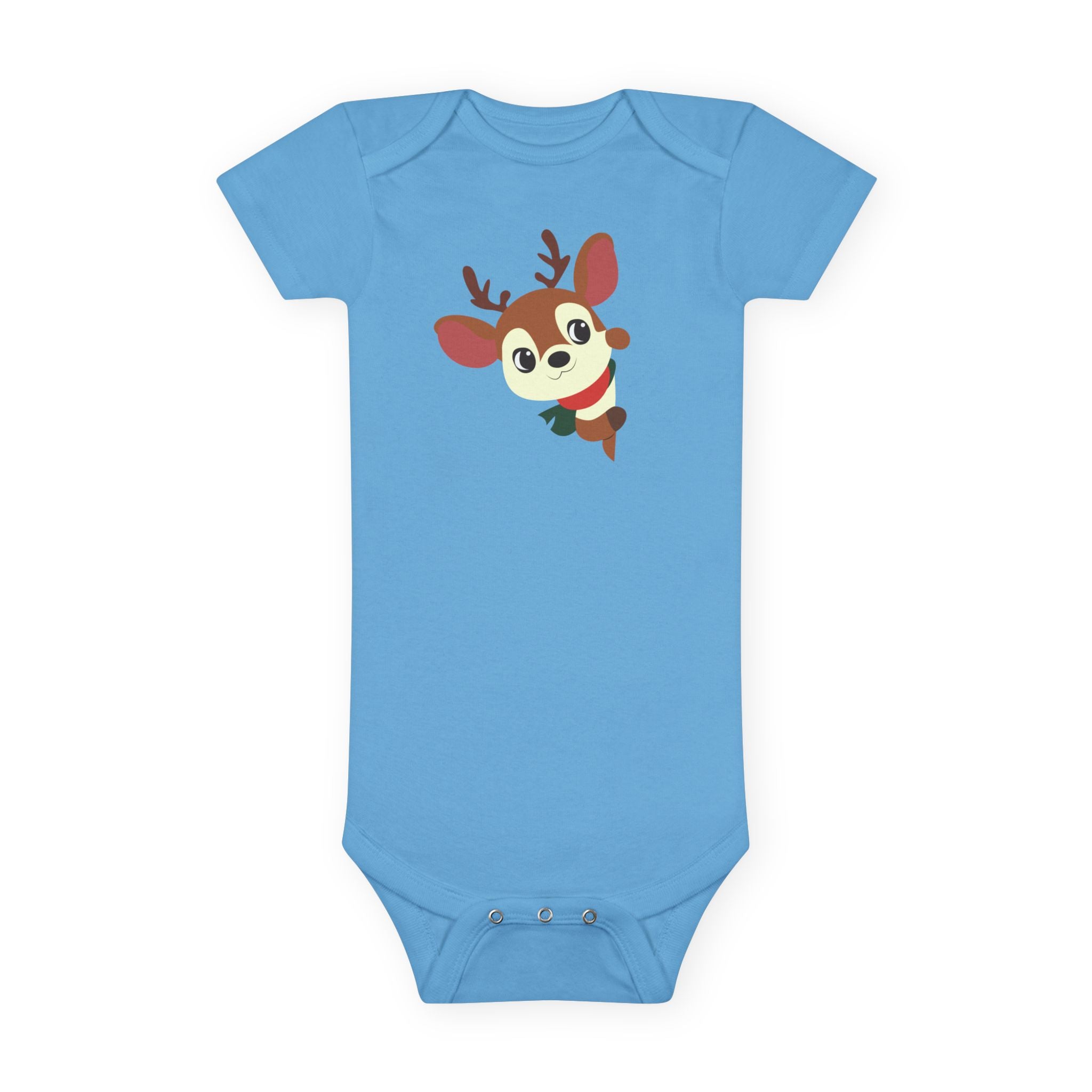 Reindeer Baby Onesie – Cute Peekaboo Deer Infant Short Sleeve Bodysuit (Holiday Baby Outfit)