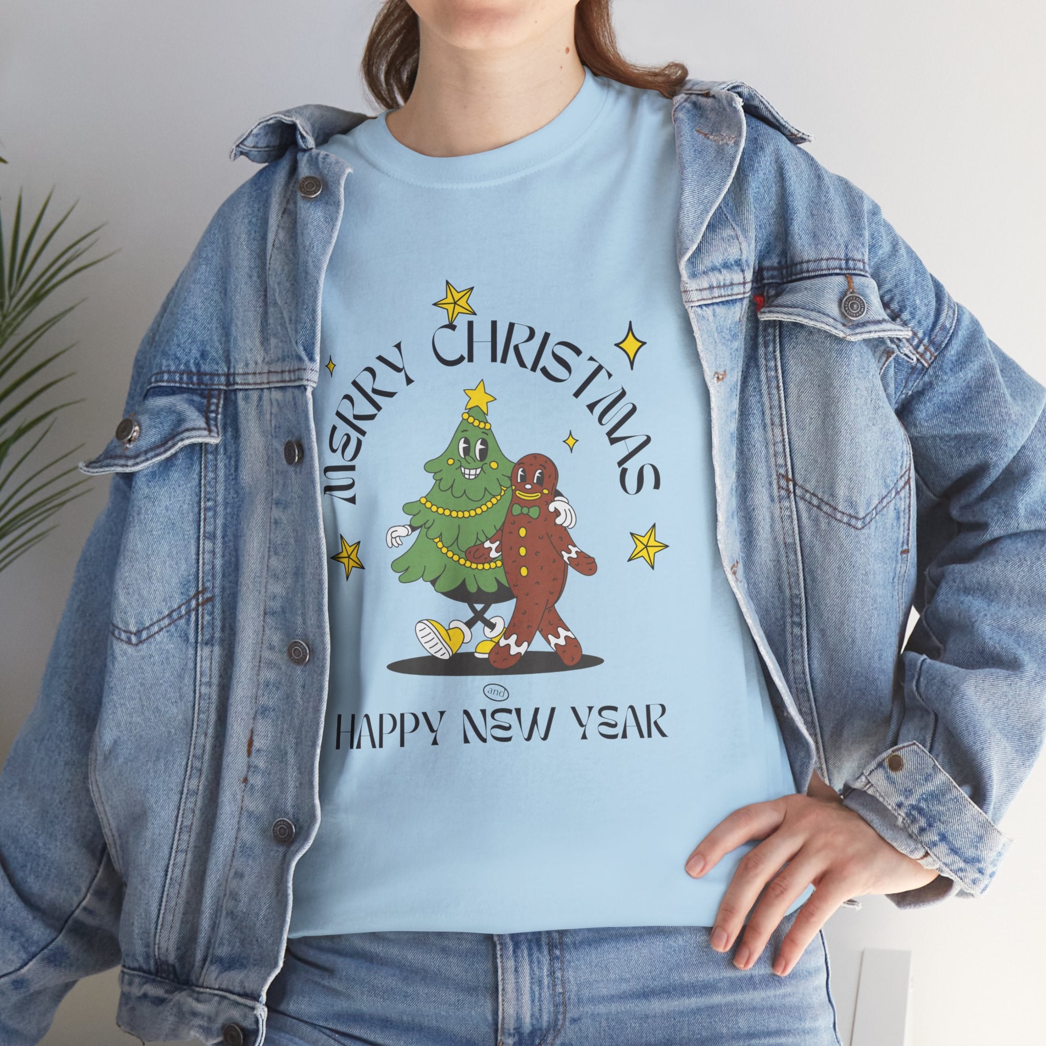 Christmas Gingerbread Tree Tee - "Merry Christmas, Happy New Year" Holiday Shirt