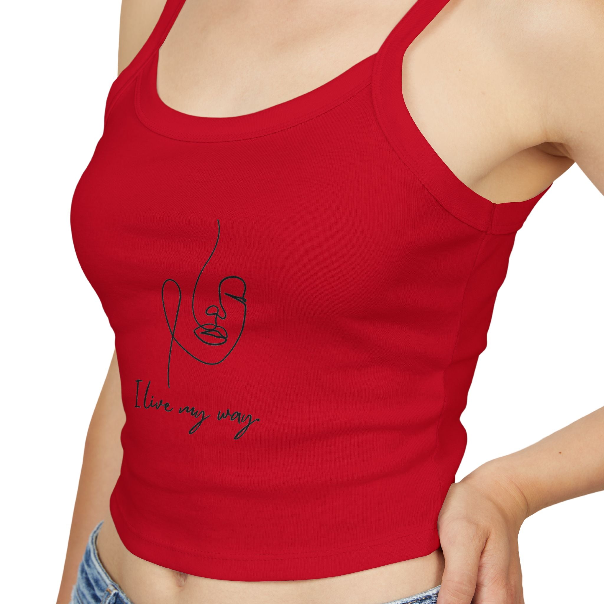 Women's Spaghetti Strap Tank Top, I Love My Way, Casual Summer Wear, Beach Outfit, Graphic Crop Top, Gift for Her