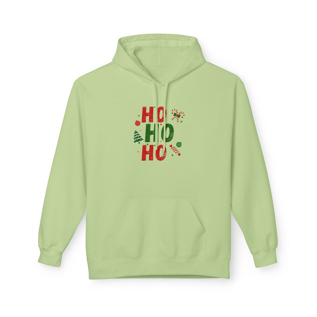 Ho Ho Ho Christmas Hoodie — Festive Holiday Sweatshirt with Tree & Candy Cane Design
