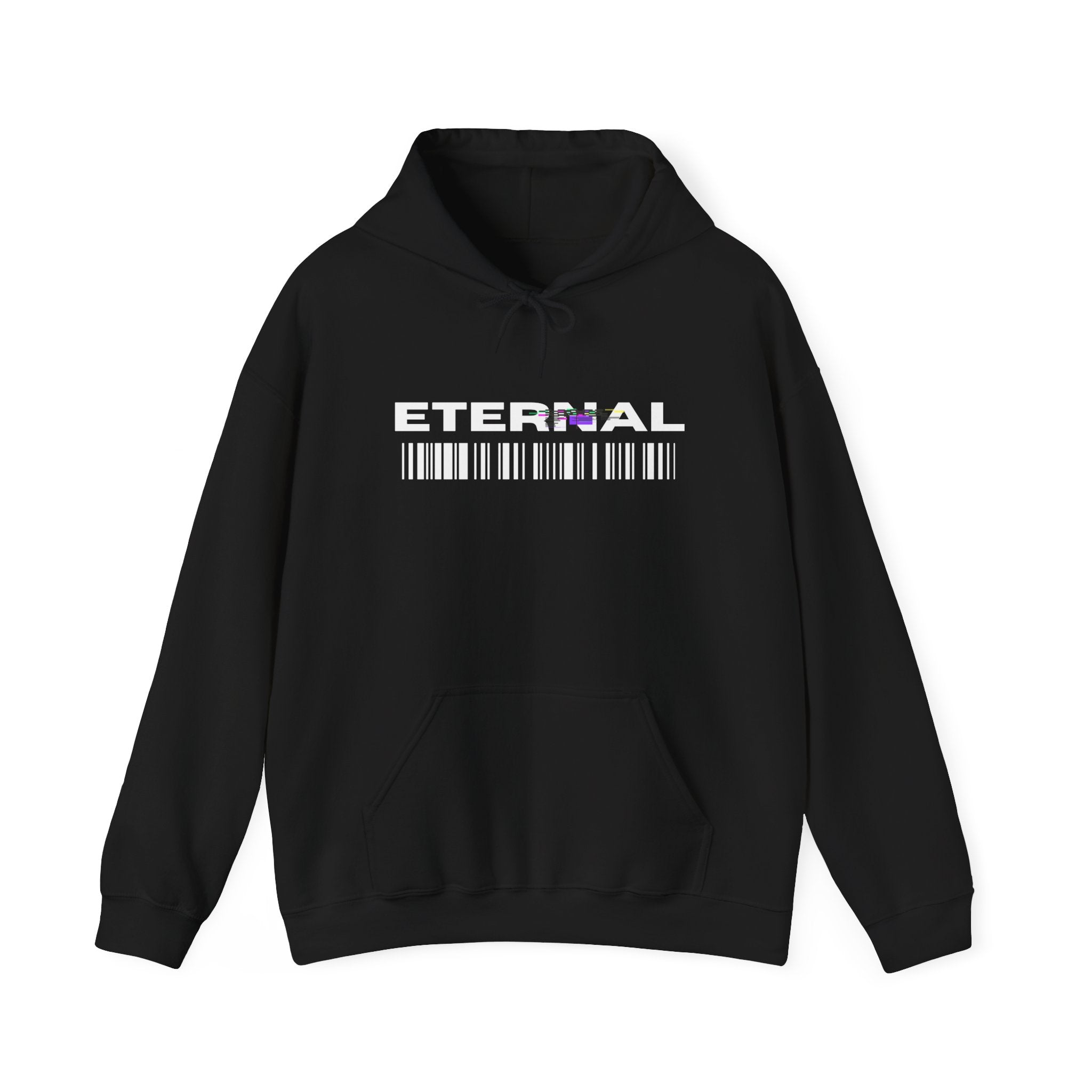 Eternal Barcode Hoodie — Black Graphic Pullover