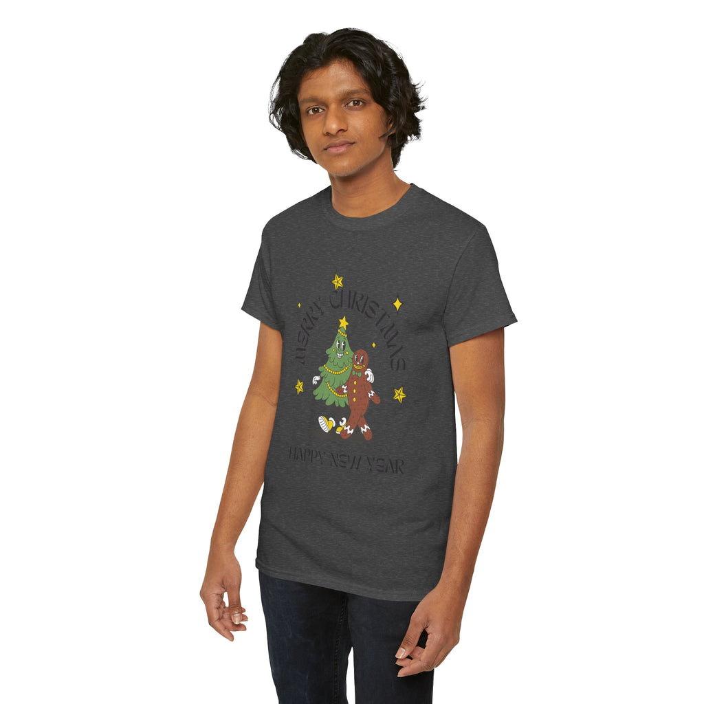 Christmas Gingerbread Tree Tee - "Merry Christmas, Happy New Year" Holiday Shirt