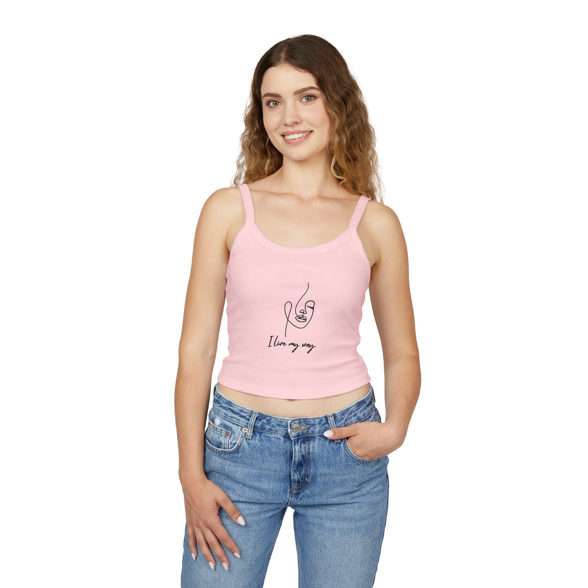 Women's Spaghetti Strap Tank Top, I Love My Way, Casual Summer Wear, Beach Outfit, Graphic Crop Top, Gift for Her