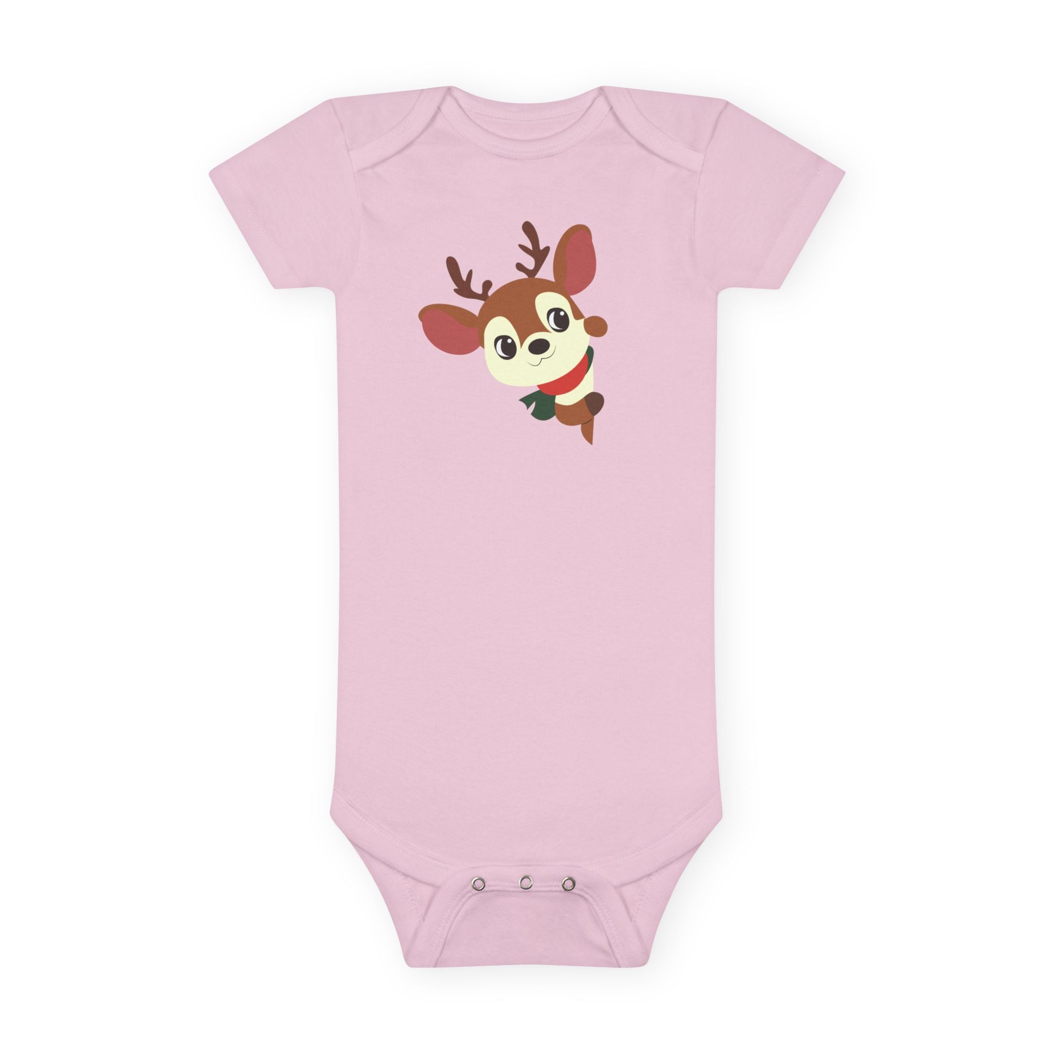 Reindeer Baby Onesie – Cute Peekaboo Deer Infant Short Sleeve Bodysuit (Holiday Baby Outfit)