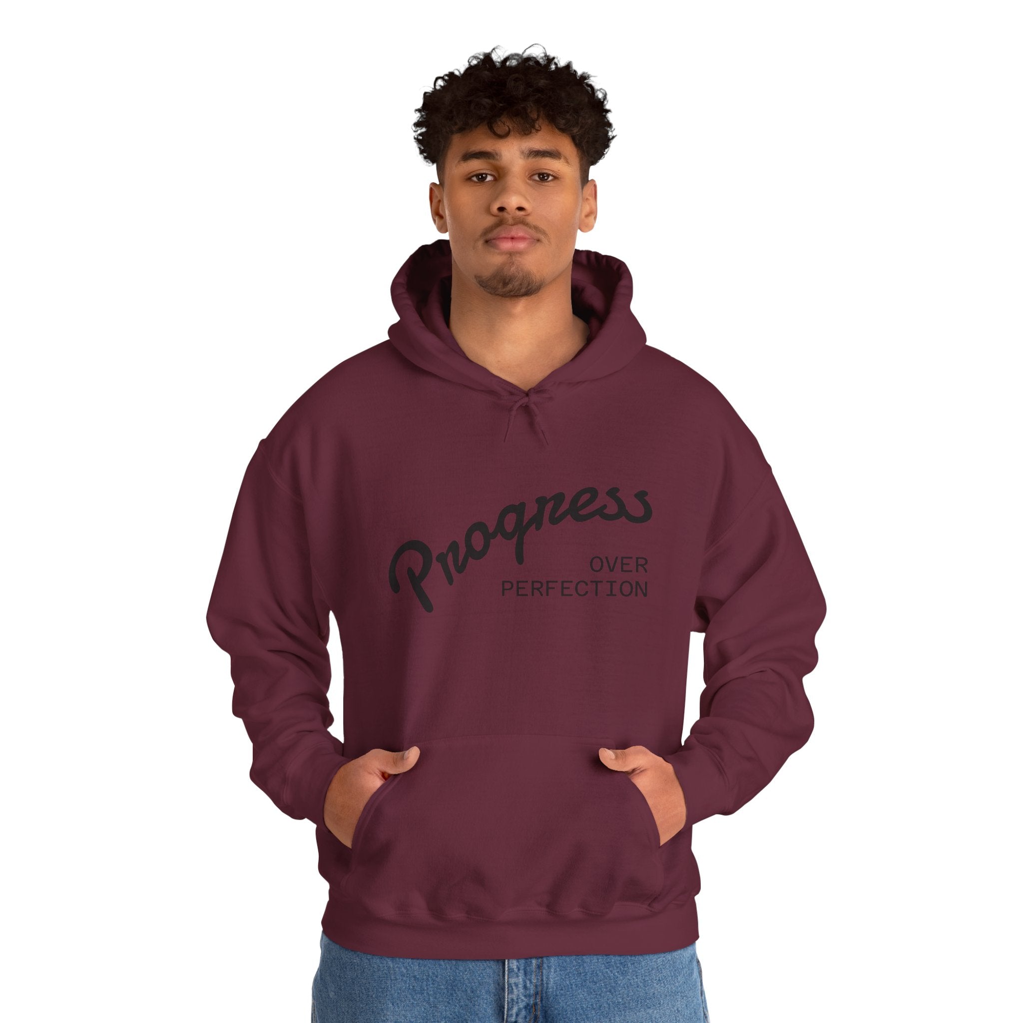 Progress Over Perfection Hoodie, Motivational Sweatshirt, Unisex Hooded Sweatshirt, Cozy Casual Wear, Gift for Her, Inspirational Apparel
