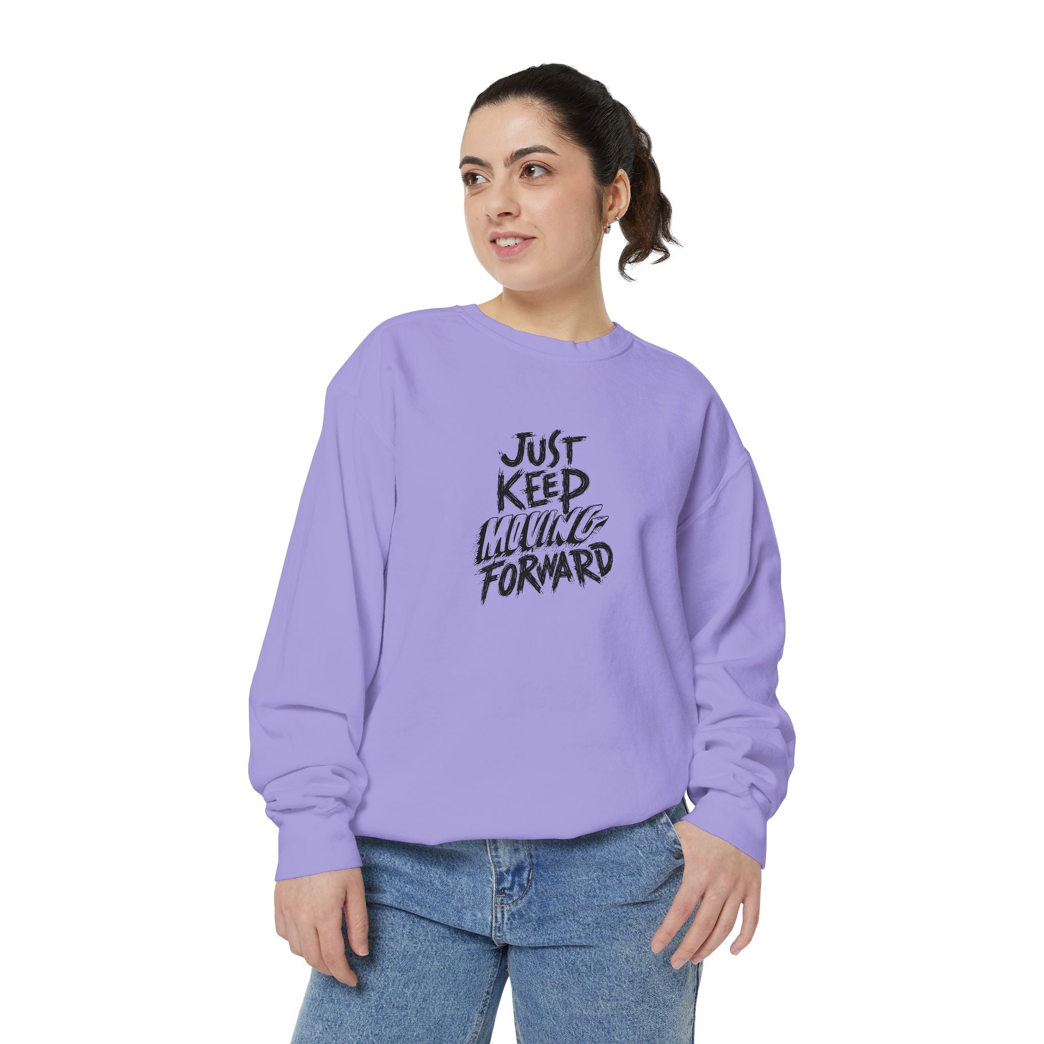 Motivational Sweatshirt - Just Keep Moving Forward, Unisex Garment-Dyed Crewneck, Cozy Gift, Inspirational Apparel, Perfect for Every [...]