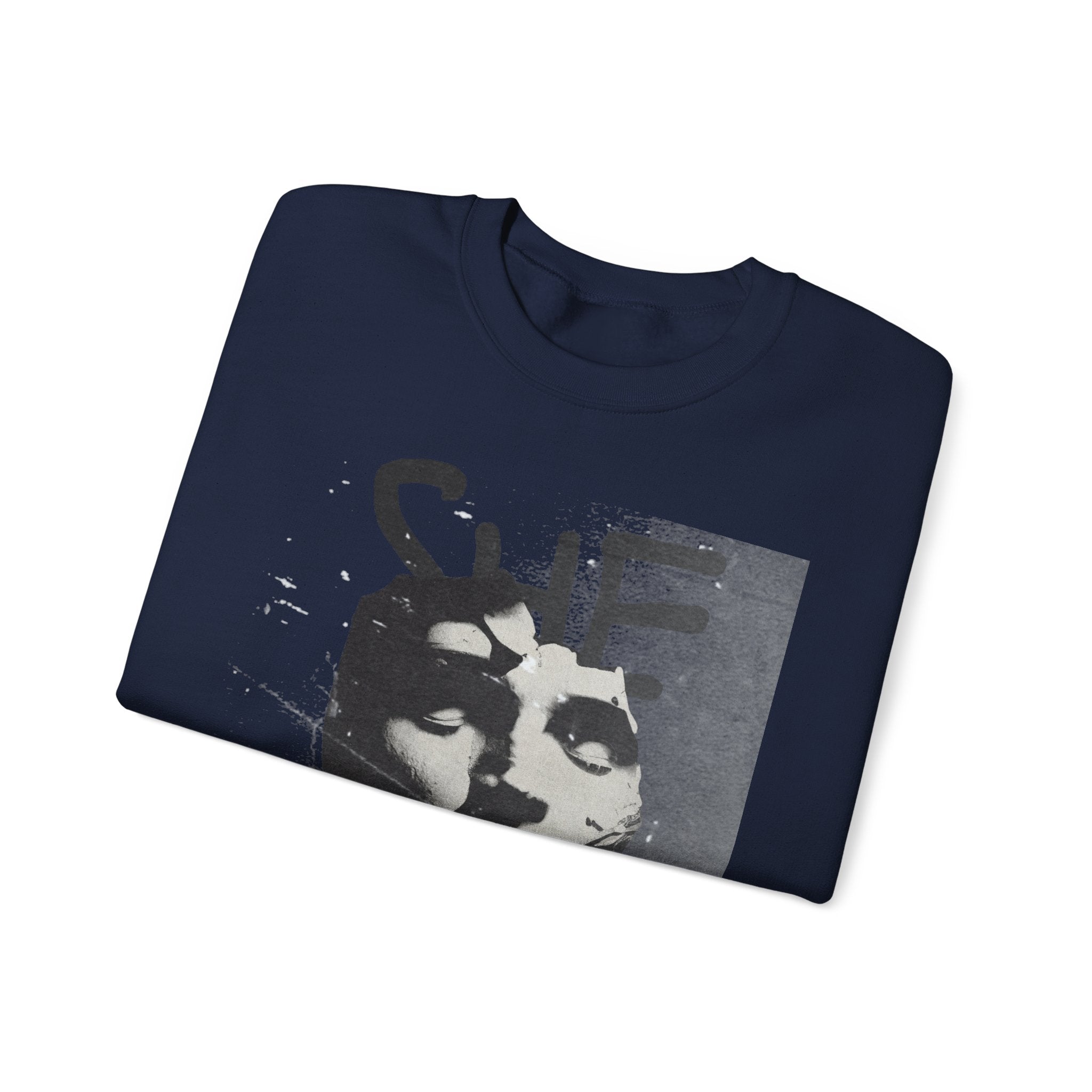 Artistic Unisex Crewneck Sweatshirt - SHE ART Graphic, Cozy Fashion, Bold Statement Piece, Gift for Creatives, Everyday Wear