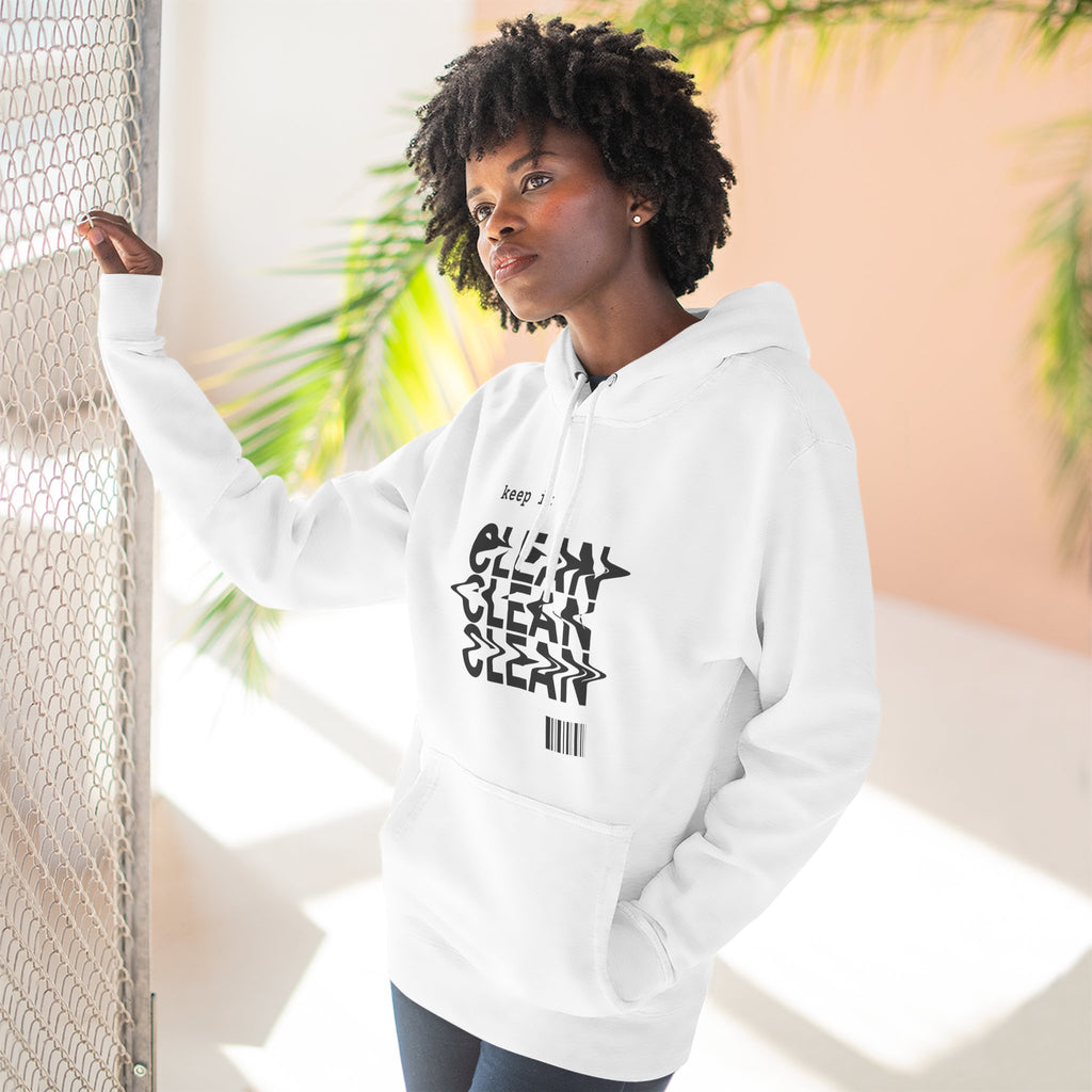 Stylish Fleece Hoodie with ‘Keep It Clean’ Design, Cozy Winter Apparel, Ideal for Casual Outfits, Gifts for Friends, Unique Streetwear