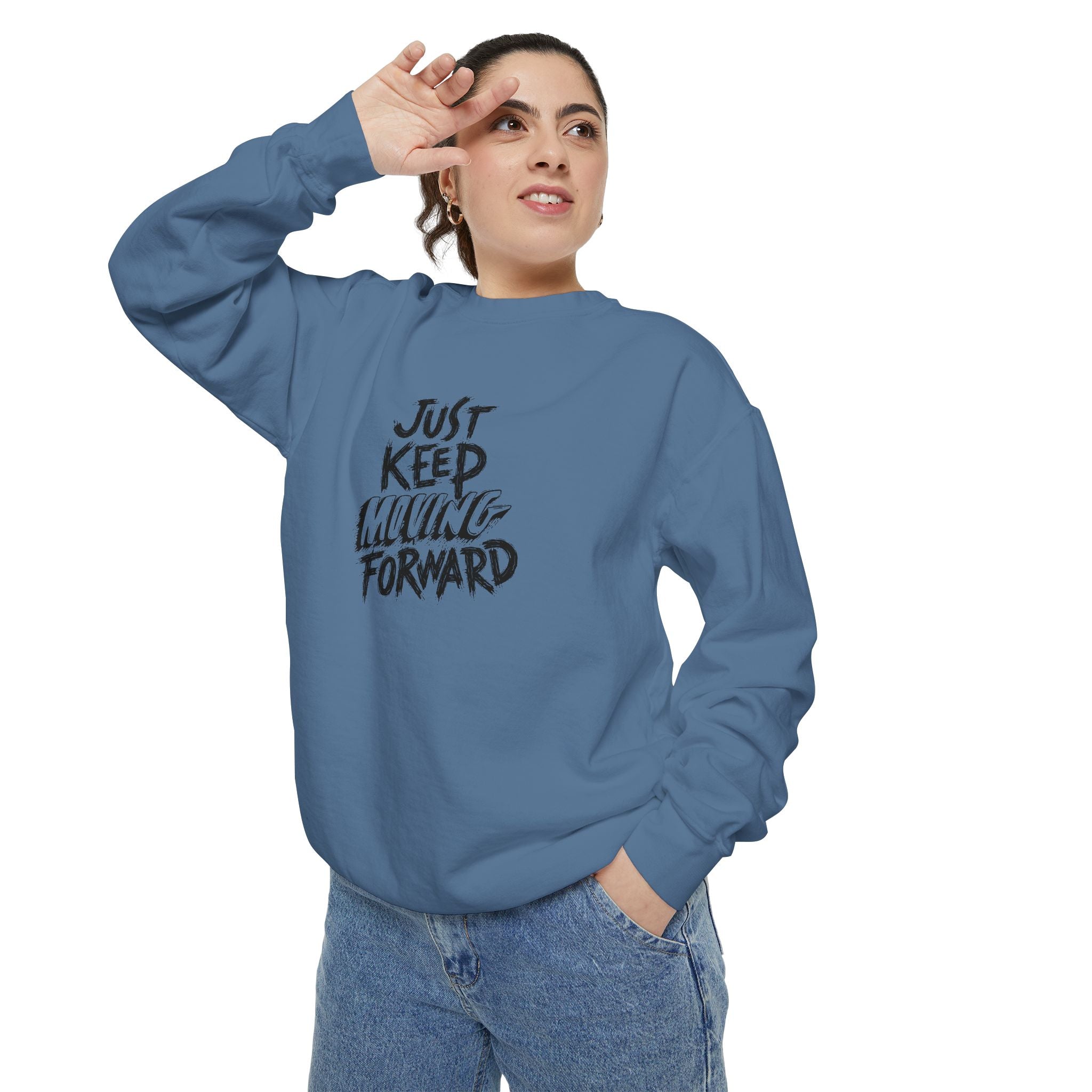 Motivational Sweatshirt - Just Keep Moving Forward, Unisex Garment-Dyed Crewneck, Cozy Gift, Inspirational Apparel, Perfect for Every [...]