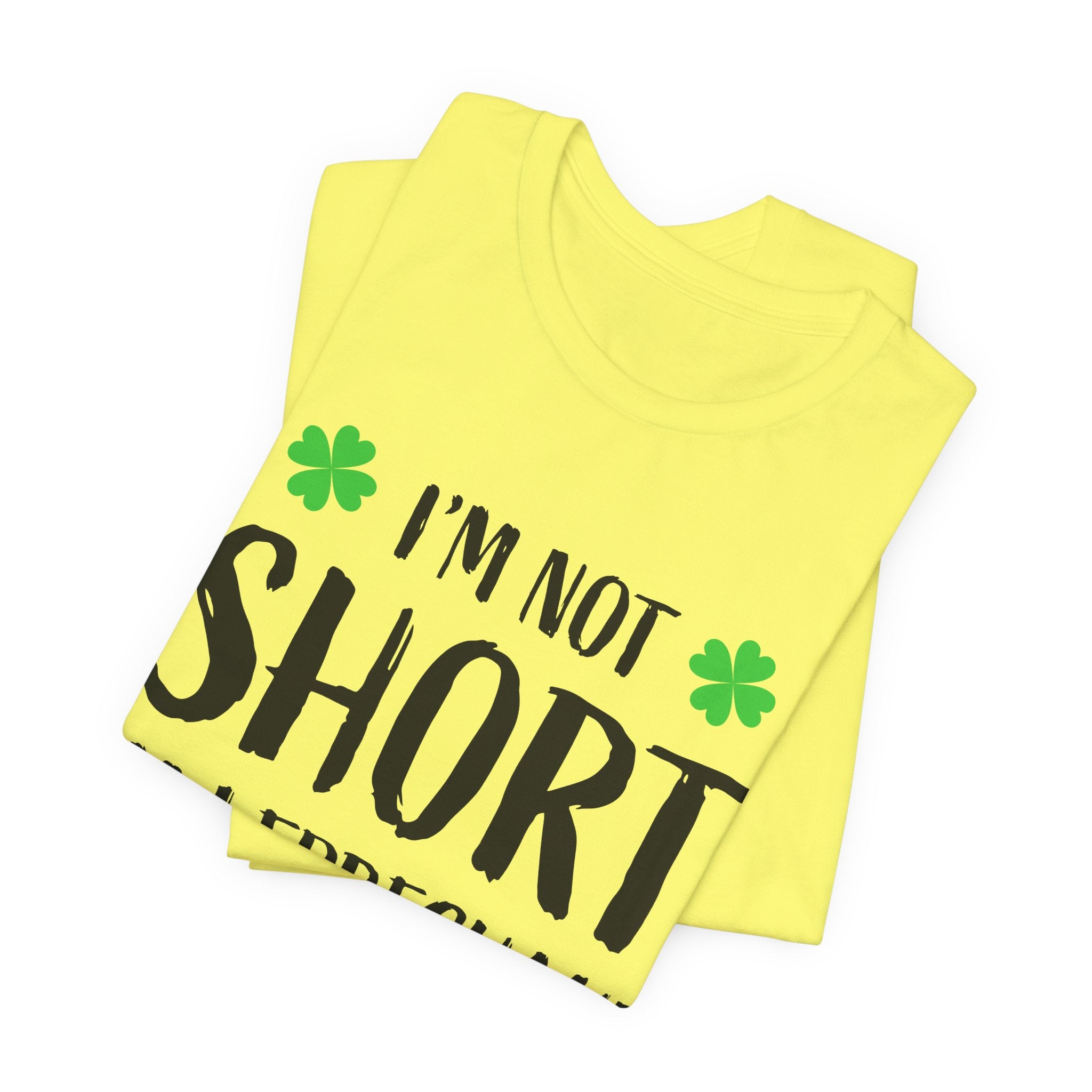 St. Patrick's Day Tee, Leprechaun Size Shirt, Unisex Graphic Tee, Funny Irish T-shirt, Short Stature Humor Apparel