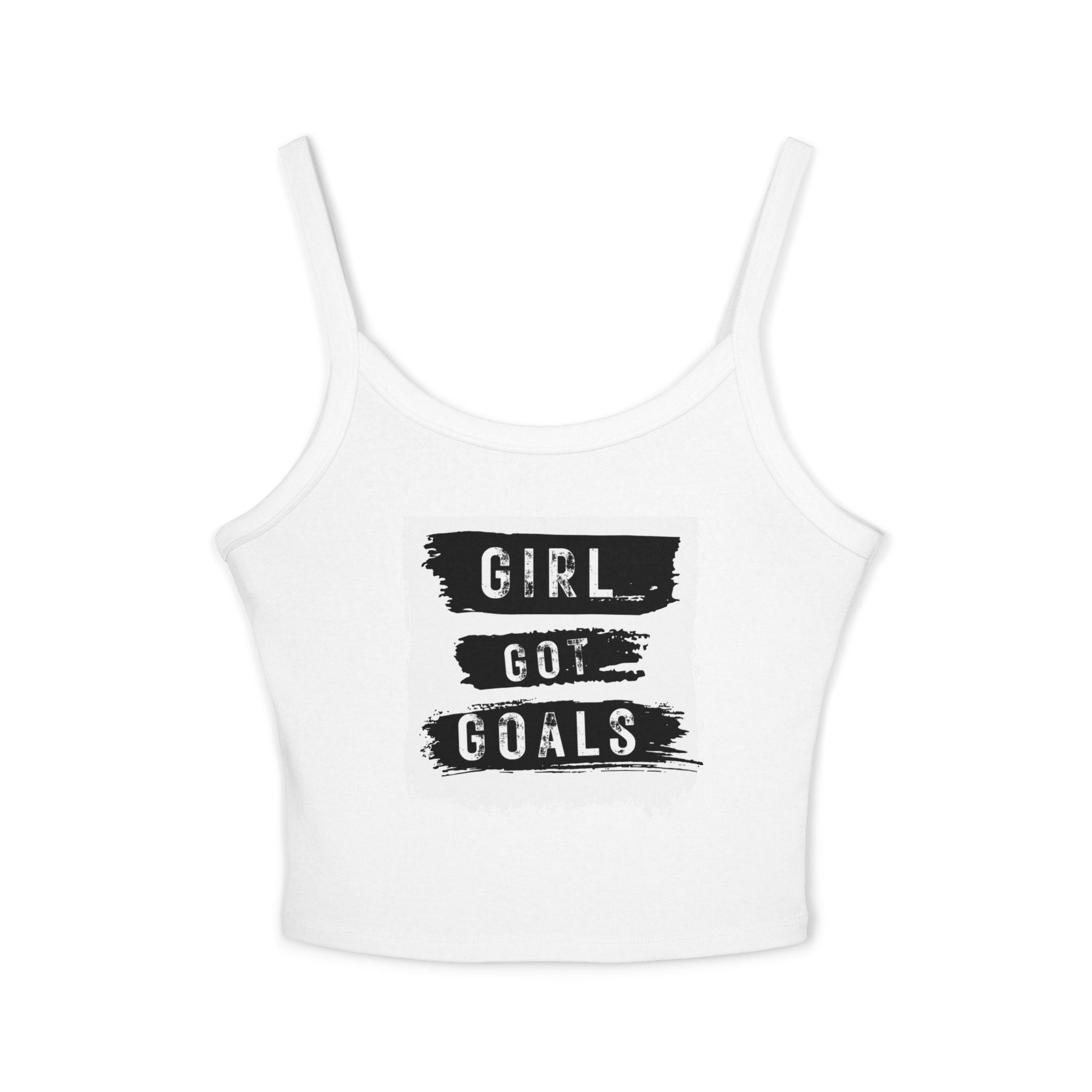 Empowering Women's Spaghetti Strap Tank Top - 'Girl Got Goals' - Motivational Summer Wear, Casual Outfit, Fitness Top, Trendy Apparel, [...]