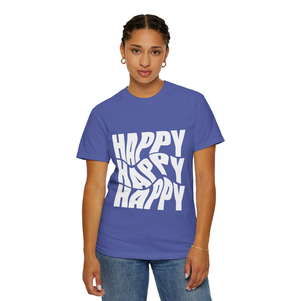 Happy Vibes Unisex Garment-Dyed T-shirt | Positive Affirmation Tee, Casual Wear, Gift for Friends, Summer Style, Comfort Apparel