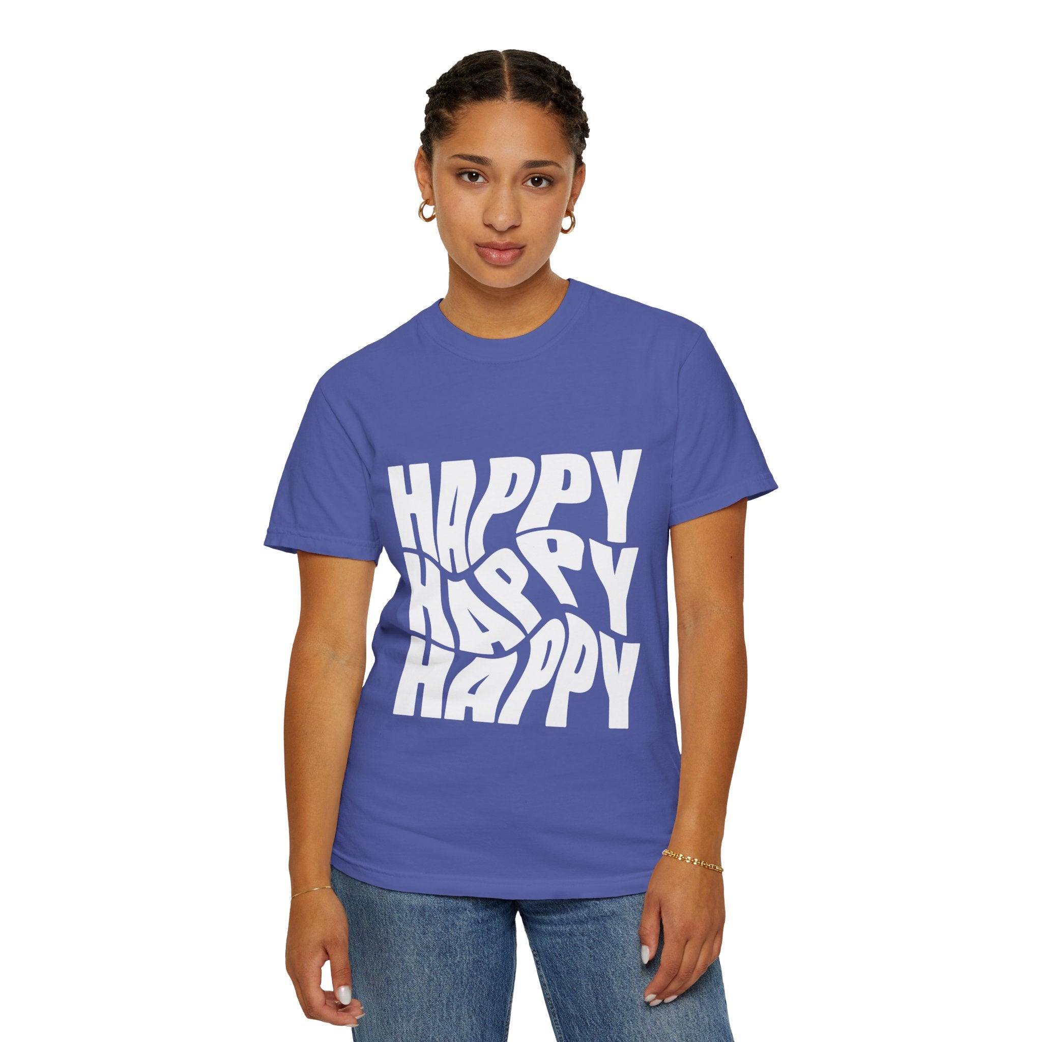 Happy Vibes Unisex Garment-Dyed T-shirt | Positive Affirmation Tee, Casual Wear, Gift for Friends, Summer Style, Comfort Apparel