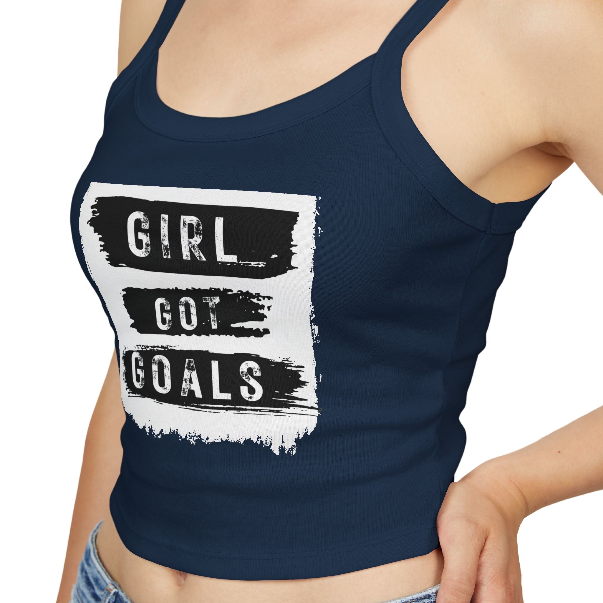 Empowering Women's Spaghetti Strap Tank Top - 'Girl Got Goals' - Motivational Summer Wear, Casual Outfit, Fitness Top, Trendy Apparel, [...]