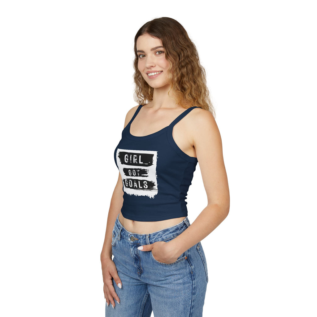 Empowering Women's Spaghetti Strap Tank Top - 'Girl Got Goals' - Motivational Summer Wear, Casual Outfit, Fitness Top, Trendy Apparel, [...]