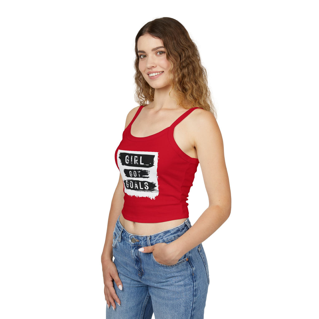 Empowering Women's Spaghetti Strap Tank Top - 'Girl Got Goals' - Motivational Summer Wear, Casual Outfit, Fitness Top, Trendy Apparel, [...]
