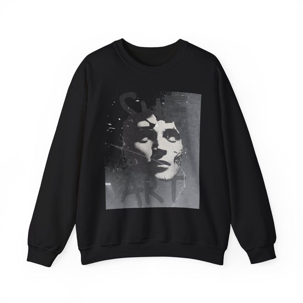 Artistic Unisex Crewneck Sweatshirt - SHE ART Graphic, Cozy Fashion, Bold Statement Piece, Gift for Creatives, Everyday Wear