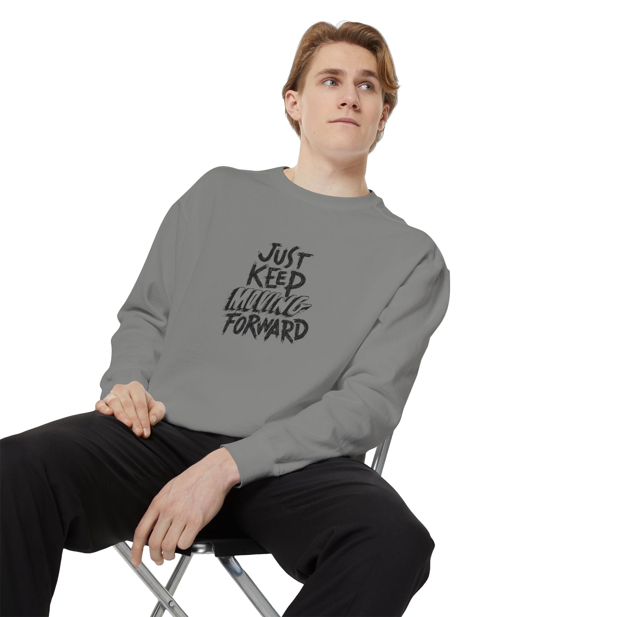 Motivational Sweatshirt - Just Keep Moving Forward, Unisex Garment-Dyed Crewneck, Cozy Gift, Inspirational Apparel, Perfect for Every [...]