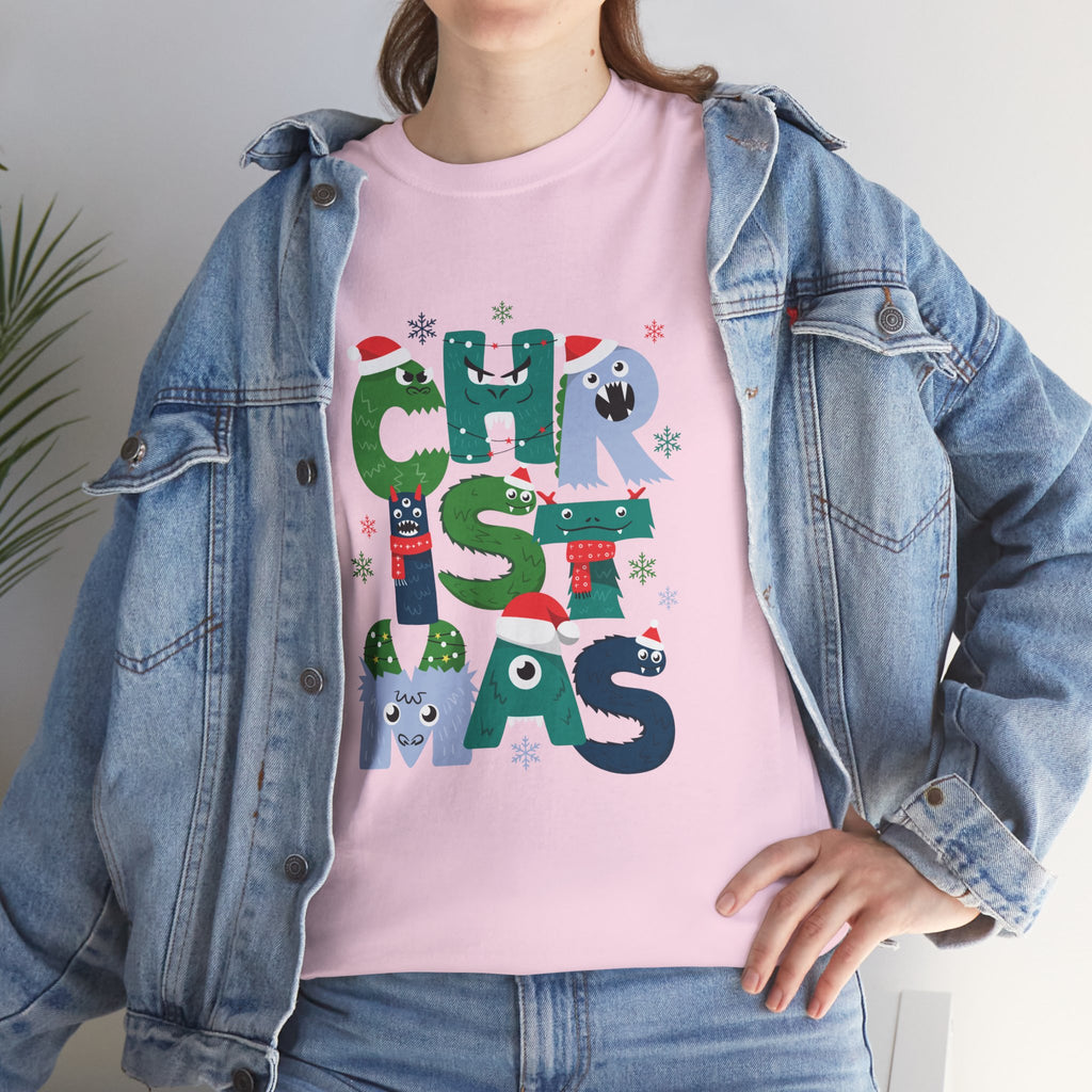 Christmas Graphic Tee — Cute Holiday "CHRISTMAS" Lettering T‑Shirt