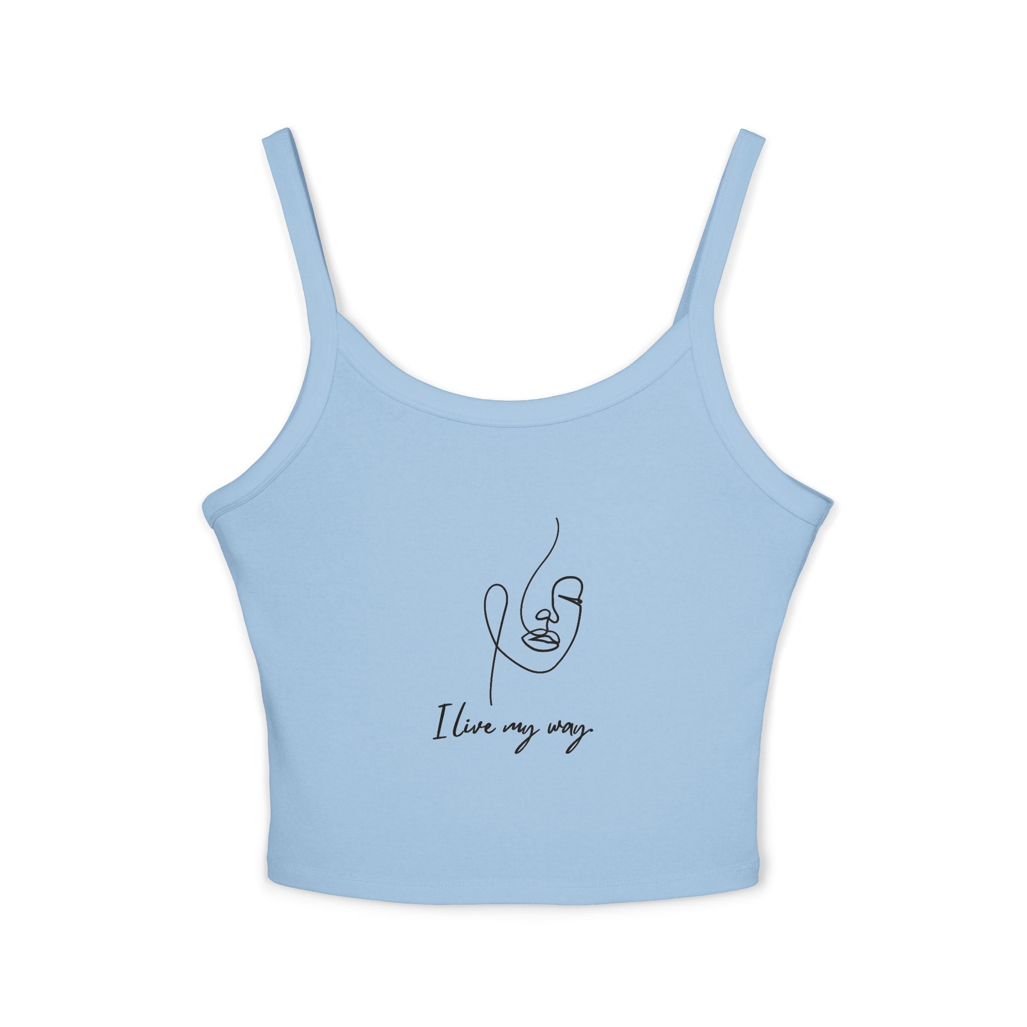 Women's Spaghetti Strap Tank Top, I Love My Way, Casual Summer Wear, Beach Outfit, Graphic Crop Top, Gift for Her