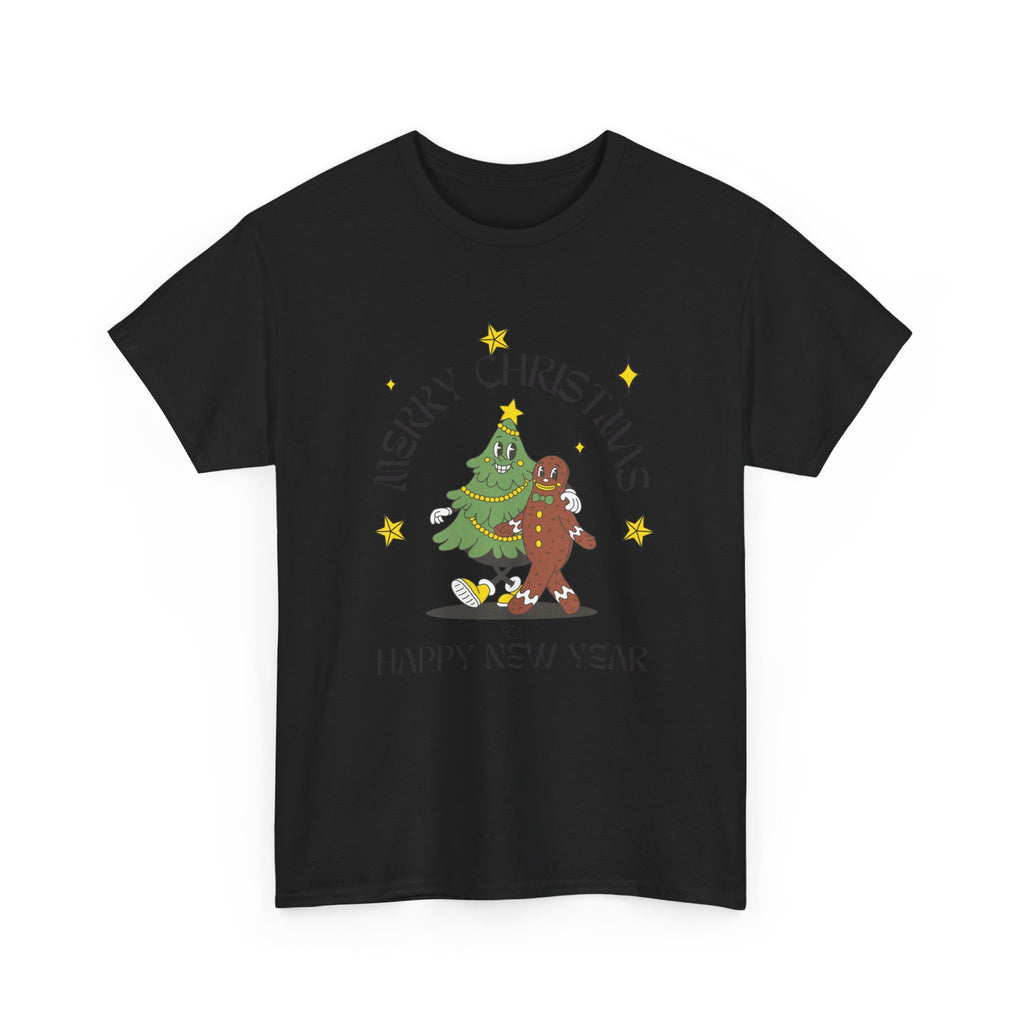 Christmas Gingerbread Tree Tee - "Merry Christmas, Happy New Year" Holiday Shirt