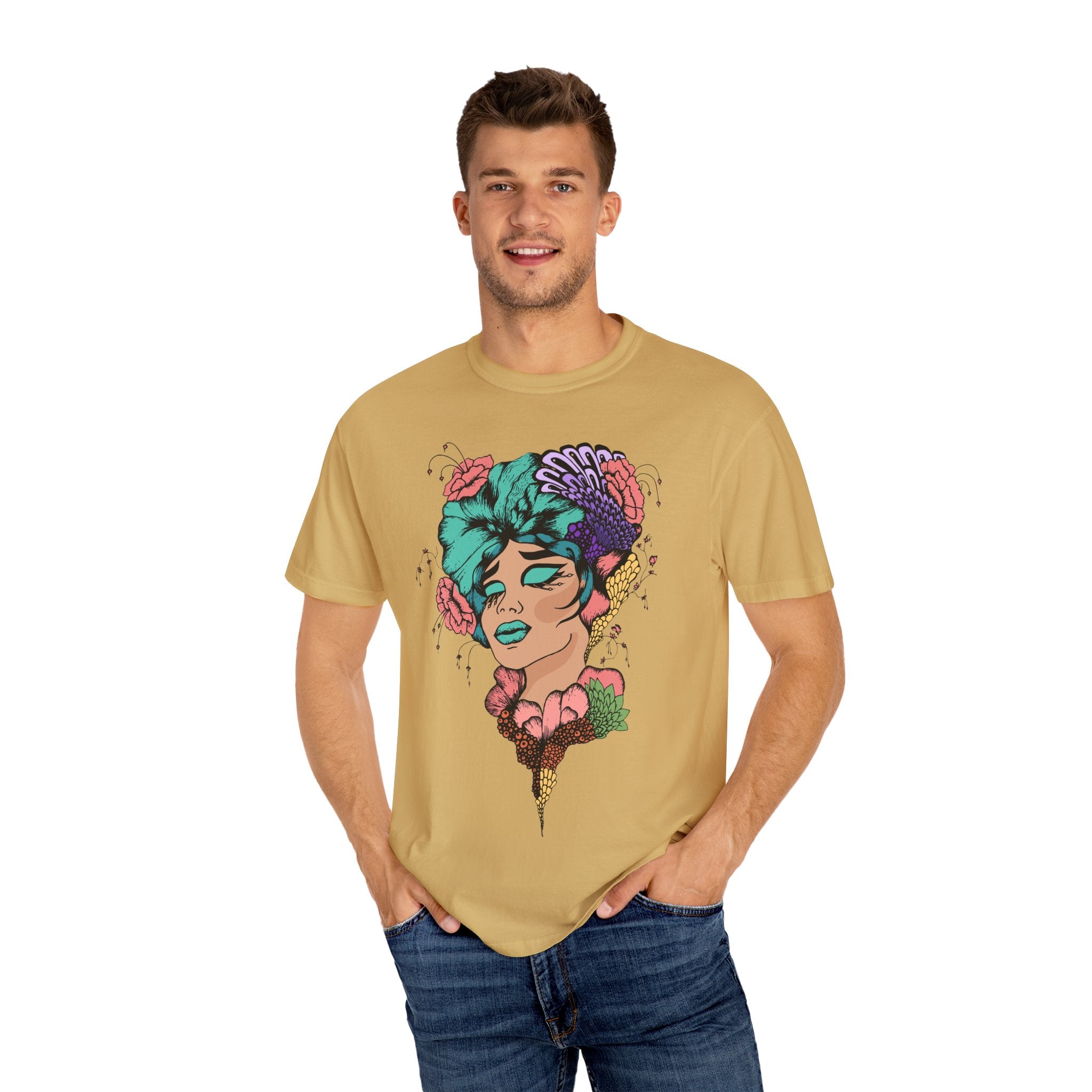 Floral Fantasy T-Shirt | Artistic Graphic Tee for Nature Lovers, Unique Gift, Casual Wear, Eco-Friendly Fashion