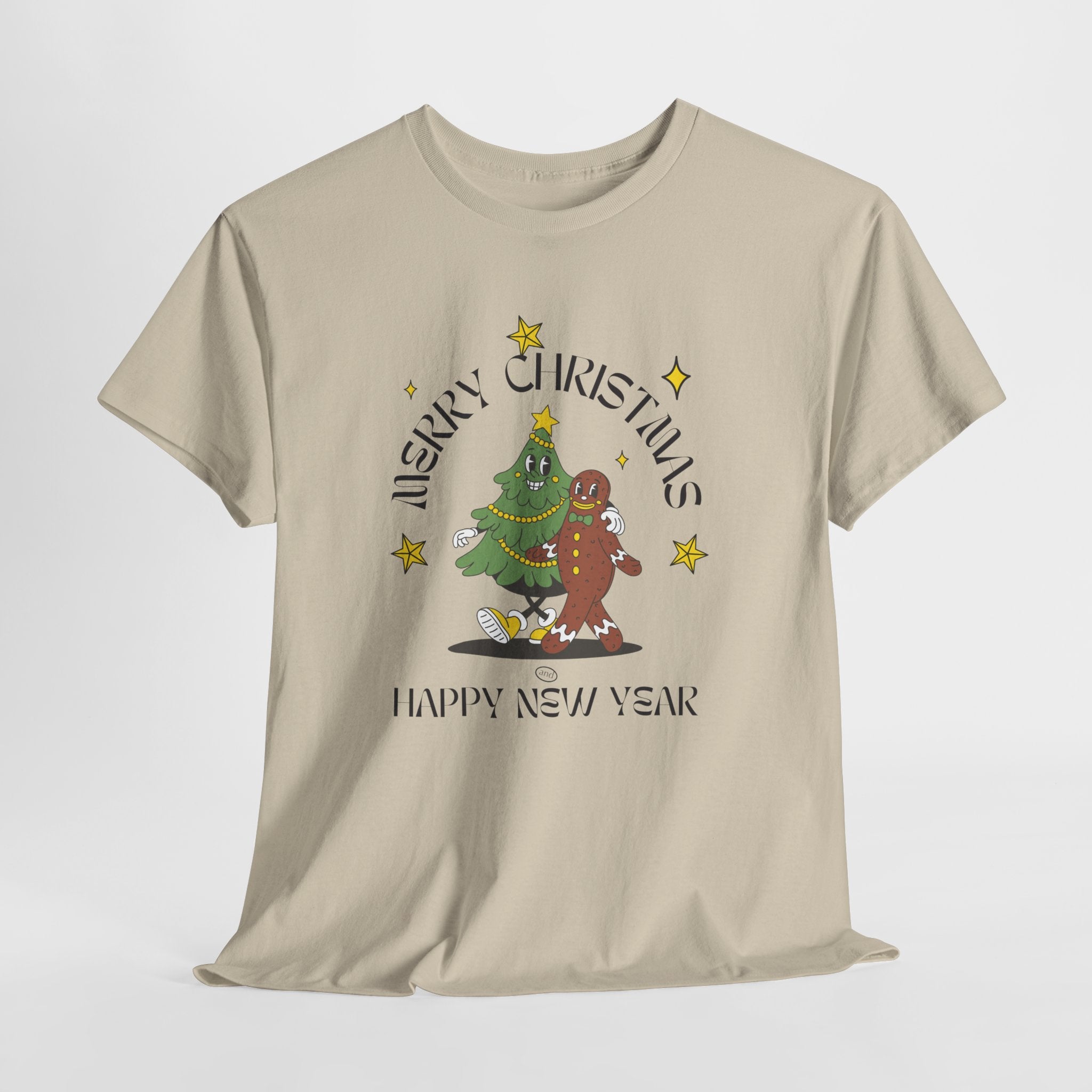 Christmas Gingerbread Tree Tee - "Merry Christmas, Happy New Year" Holiday Shirt