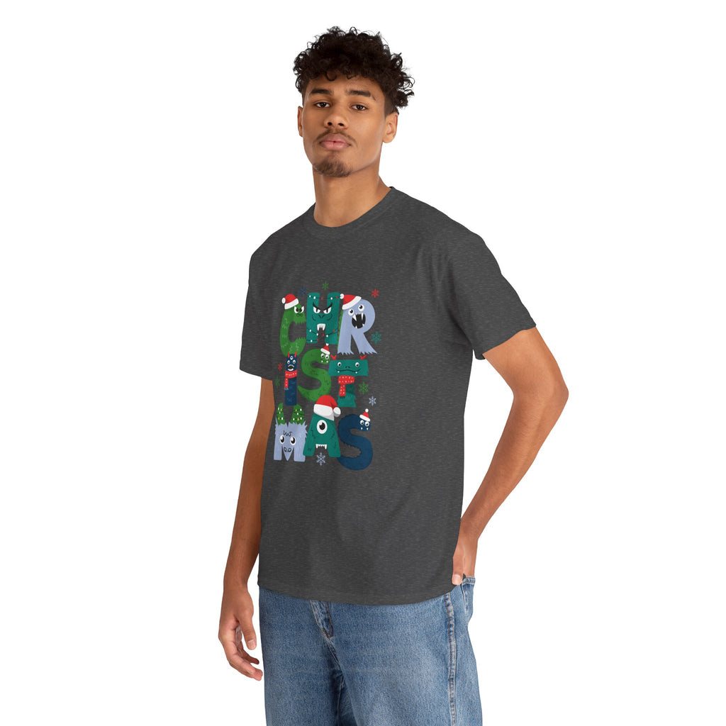 Christmas Graphic Tee — Cute Holiday "CHRISTMAS" Lettering T‑Shirt