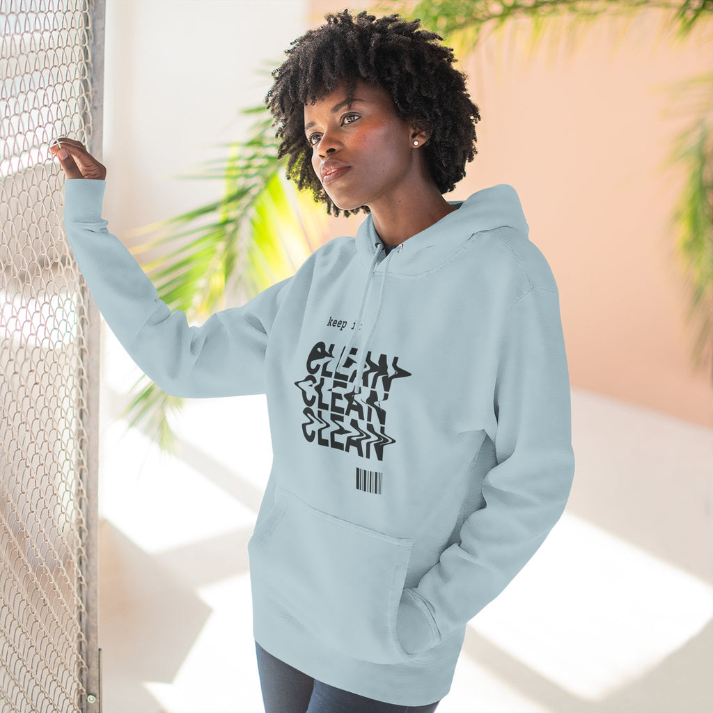 Stylish Fleece Hoodie with ‘Keep It Clean’ Design, Cozy Winter Apparel, Ideal for Casual Outfits, Gifts for Friends, Unique Streetwear
