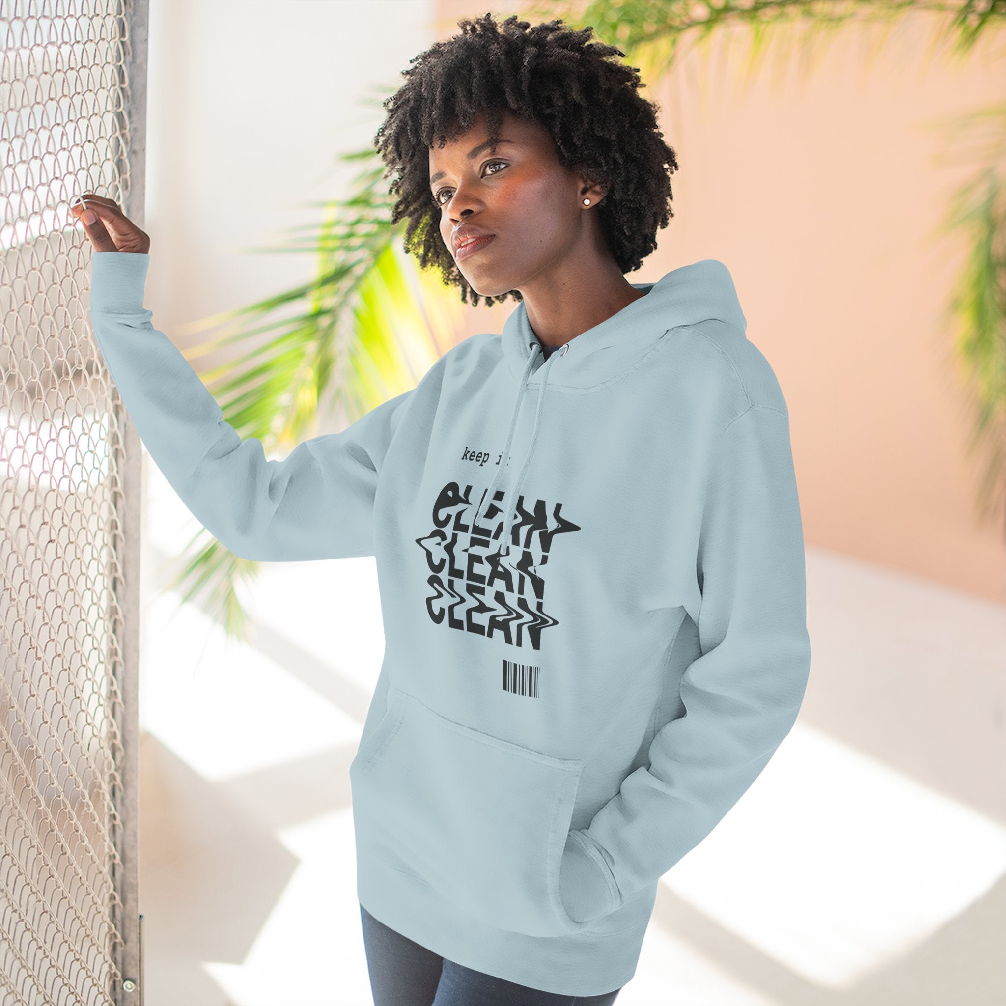 Stylish Fleece Hoodie with ‘Keep It Clean’ Design, Cozy Winter Apparel, Ideal for Casual Outfits, Gifts for Friends, Unique Streetwear