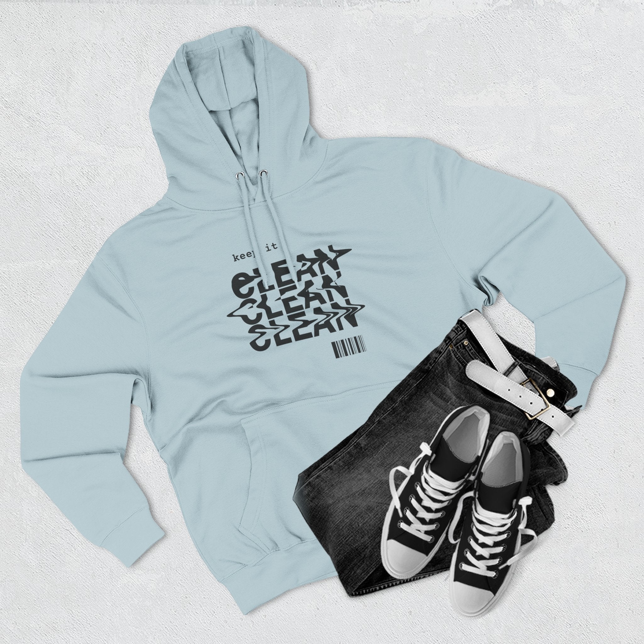 Stylish Fleece Hoodie with ‘Keep It Clean’ Design, Cozy Winter Apparel, Ideal for Casual Outfits, Gifts for Friends, Unique Streetwear
