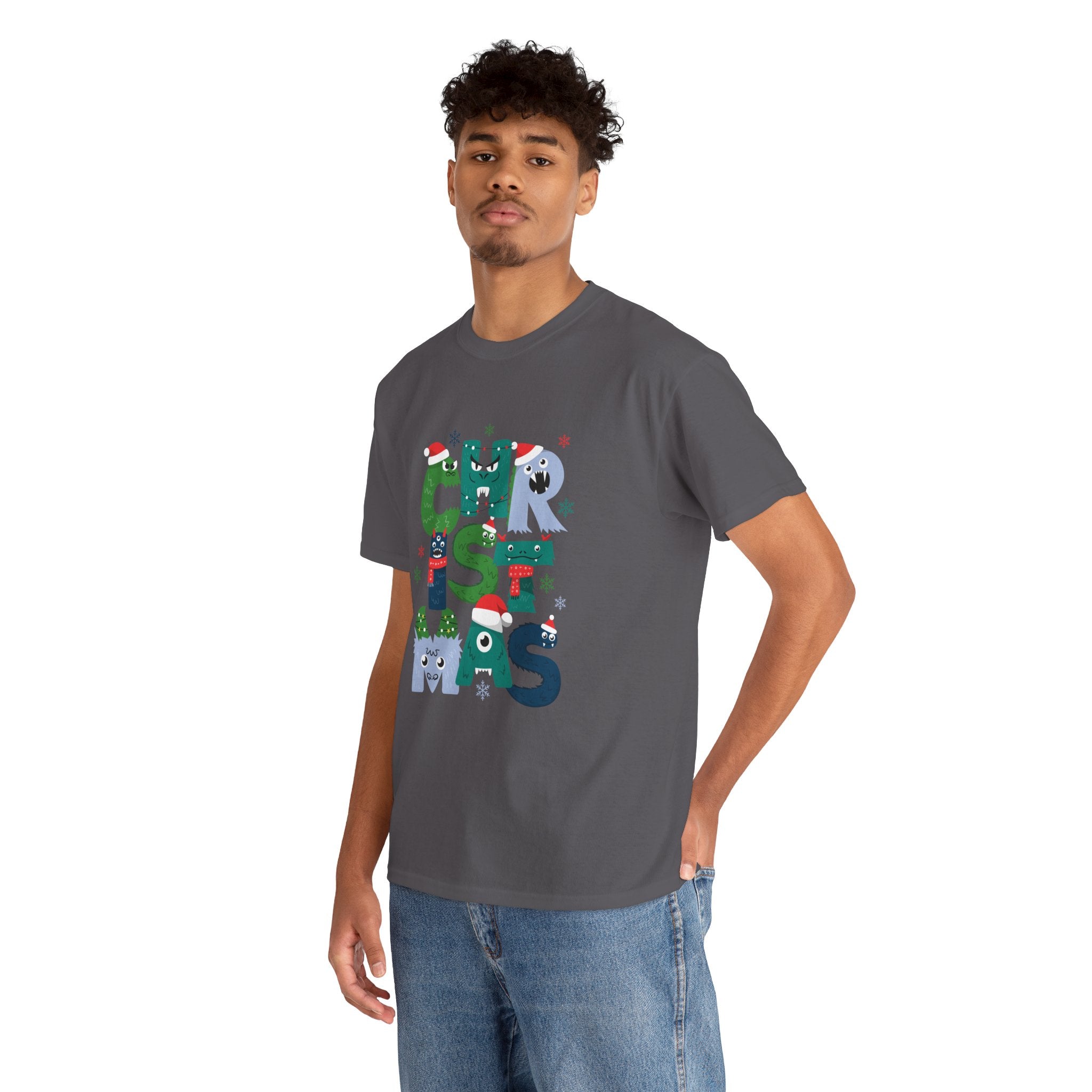 Christmas Graphic Tee — Cute Holiday "CHRISTMAS" Lettering T‑Shirt
