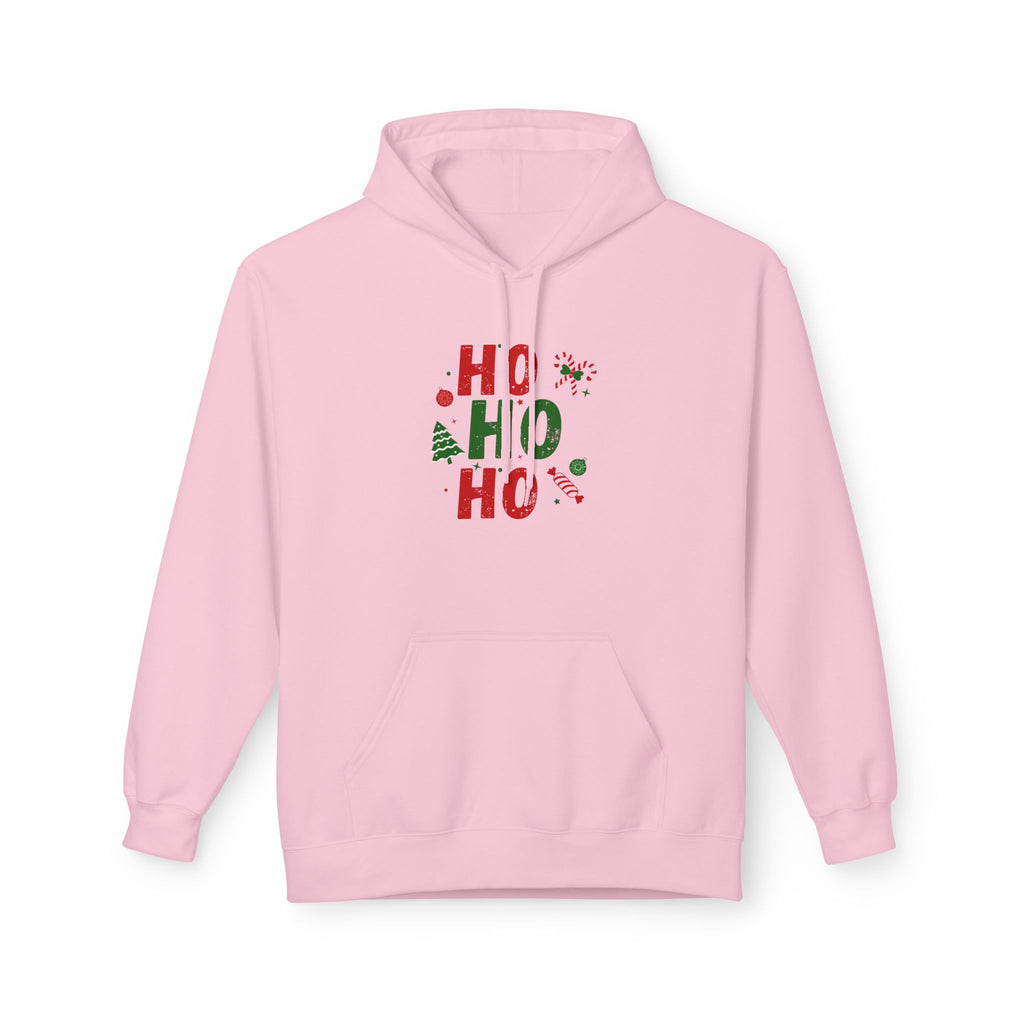 Ho Ho Ho Christmas Hoodie — Festive Holiday Sweatshirt with Tree & Candy Cane Design
