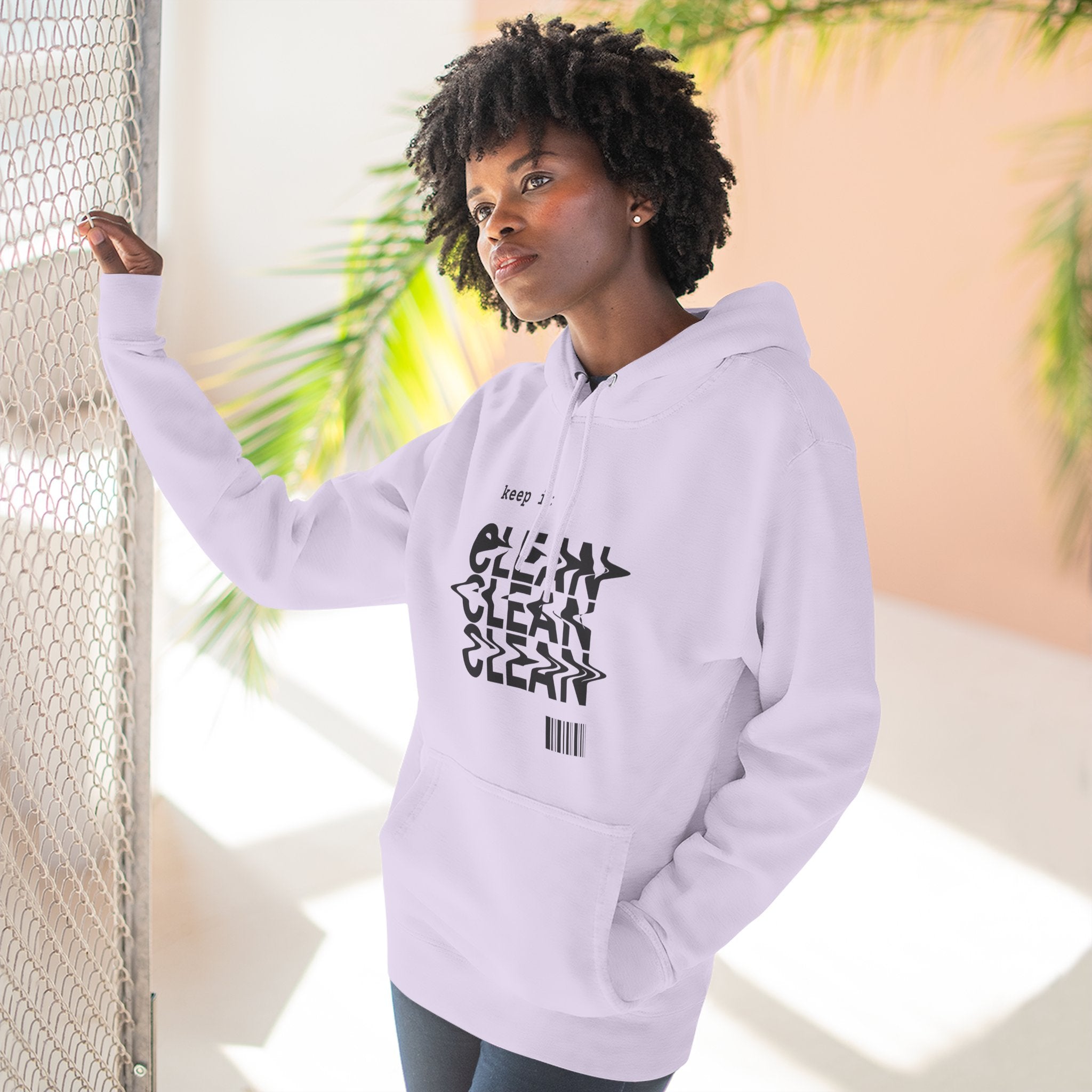 Stylish Fleece Hoodie with ‘Keep It Clean’ Design, Cozy Winter Apparel, Ideal for Casual Outfits, Gifts for Friends, Unique Streetwear
