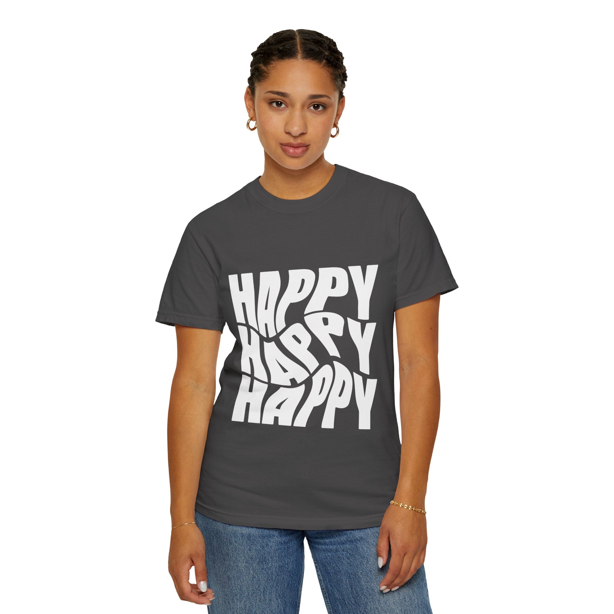 Happy Vibes Unisex Garment-Dyed T-shirt | Positive Affirmation Tee, Casual Wear, Gift for Friends, Summer Style, Comfort Apparel