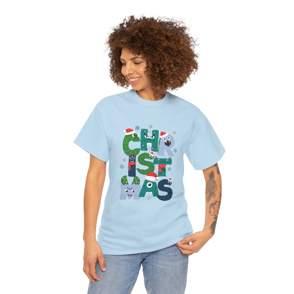 Christmas Graphic Tee — Cute Holiday "CHRISTMAS" Lettering T‑Shirt