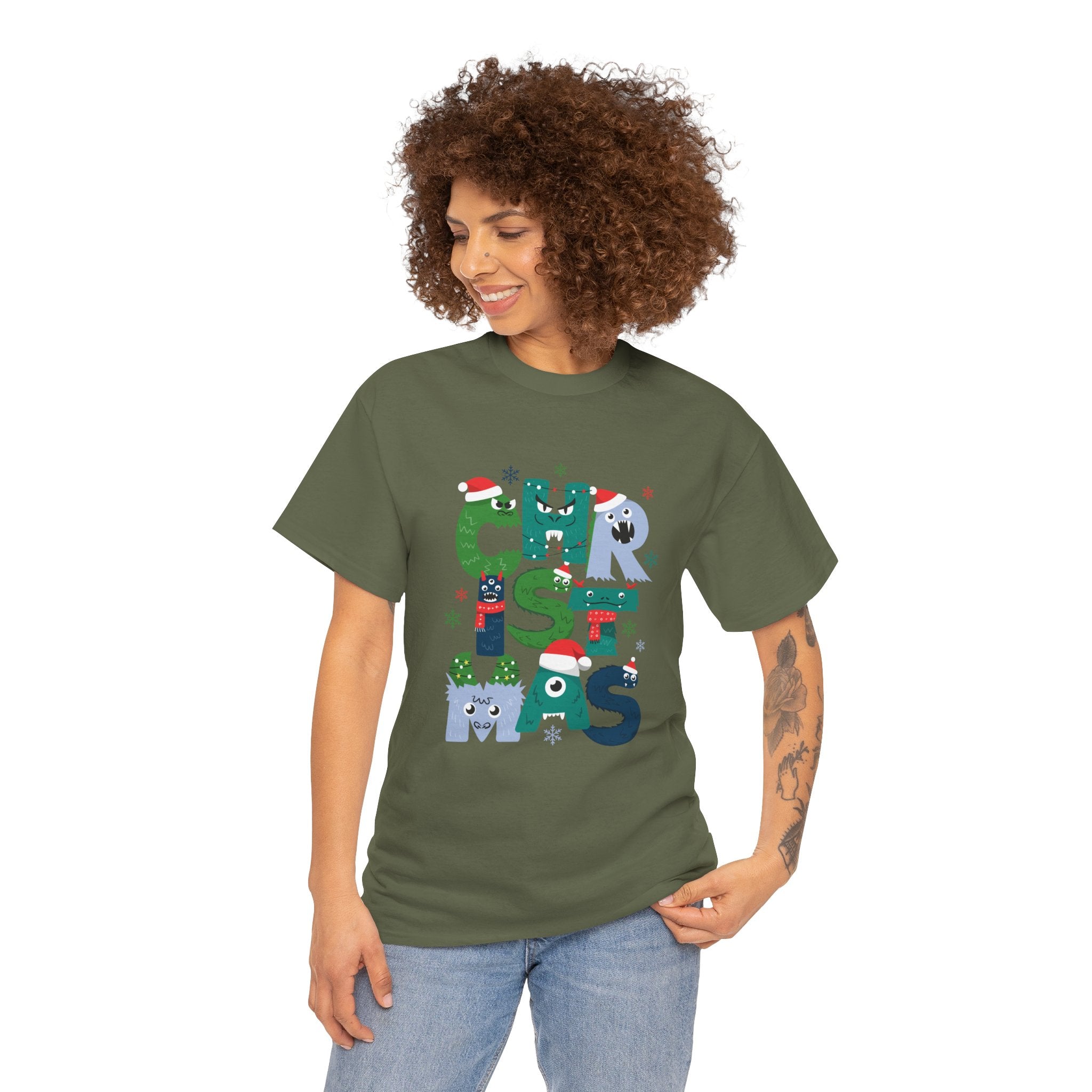 Christmas Graphic Tee — Cute Holiday "CHRISTMAS" Lettering T‑Shirt