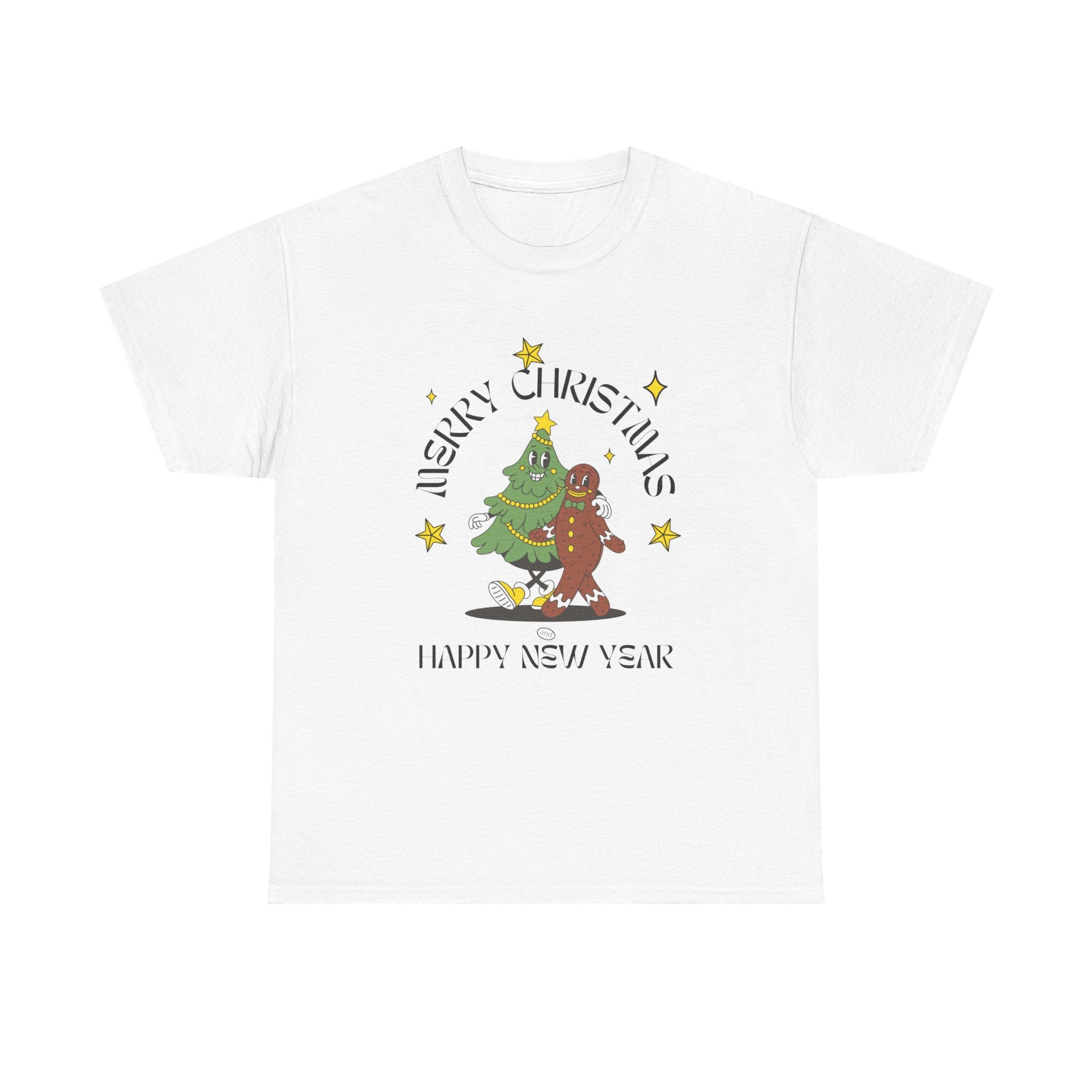 Christmas Gingerbread Tree Tee - "Merry Christmas, Happy New Year" Holiday Shirt