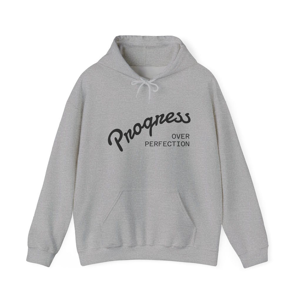 Progress Over Perfection Hoodie, Motivational Sweatshirt, Unisex Hooded Sweatshirt, Cozy Casual Wear, Gift for Her, Inspirational Apparel