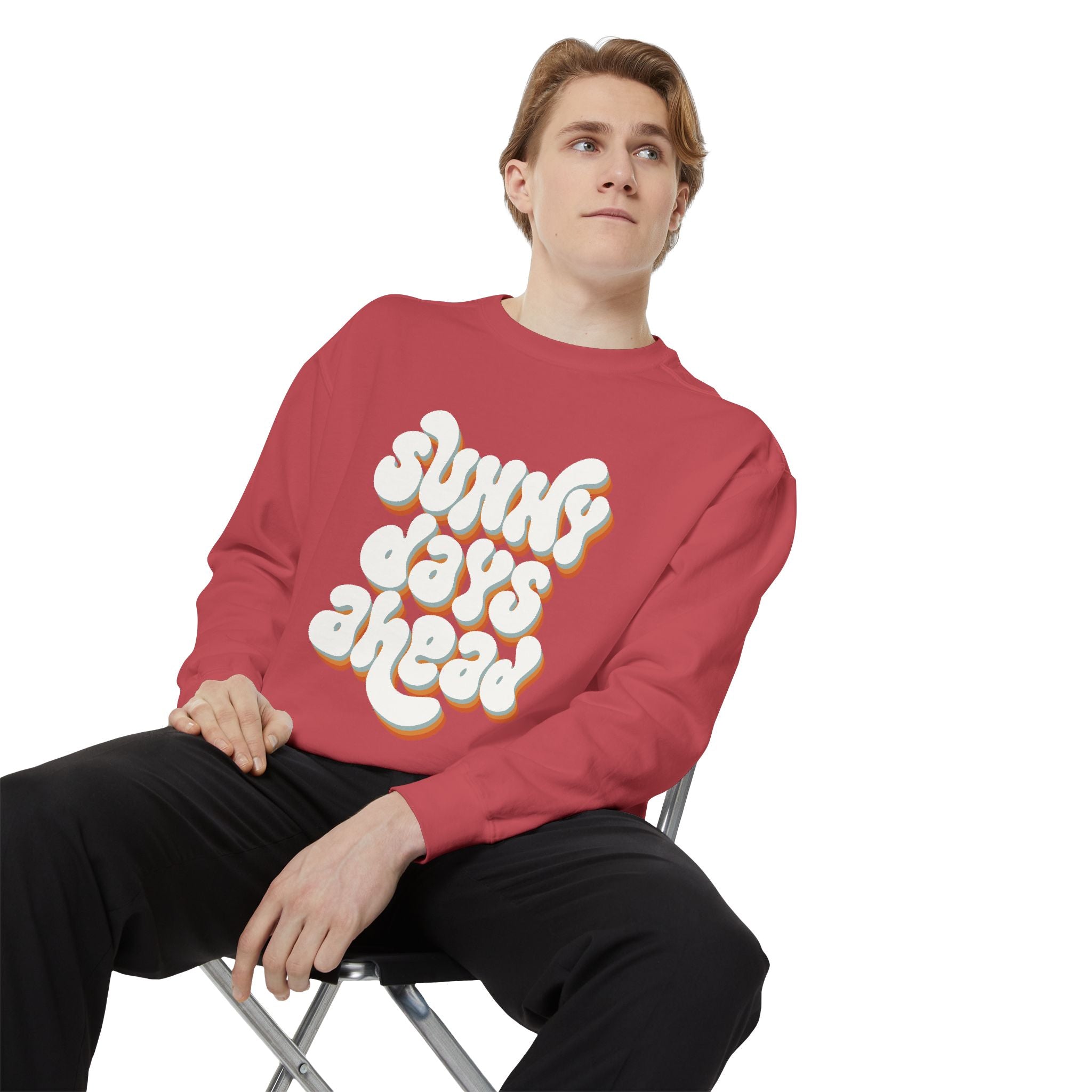 Sunny Days Ahead Unisex Garment-Dyed Sweatshirt, Cozy Pullover, Casual Outfit, Spring Fashion, Gift for Friends