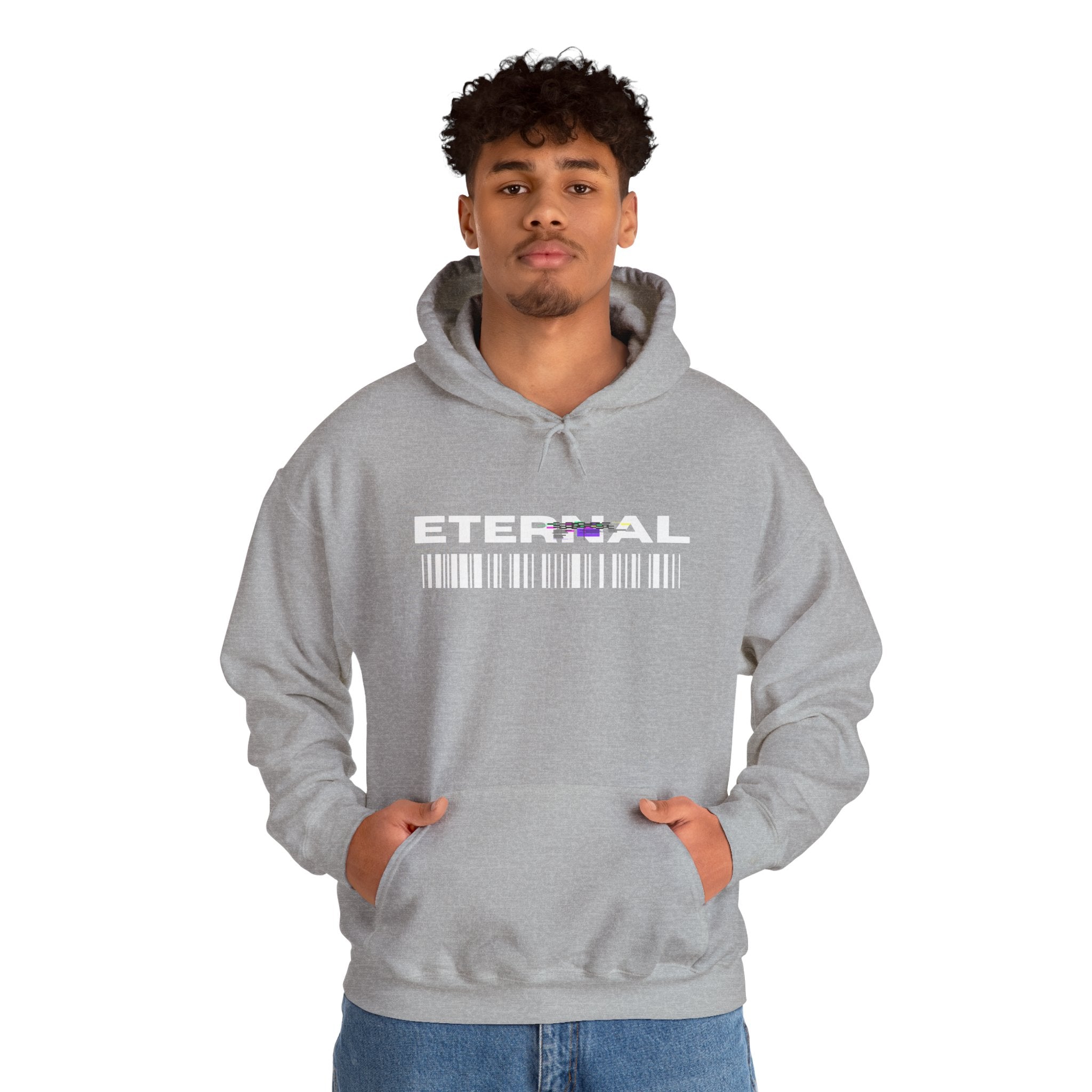 Eternal Barcode Hoodie — Black Graphic Pullover
