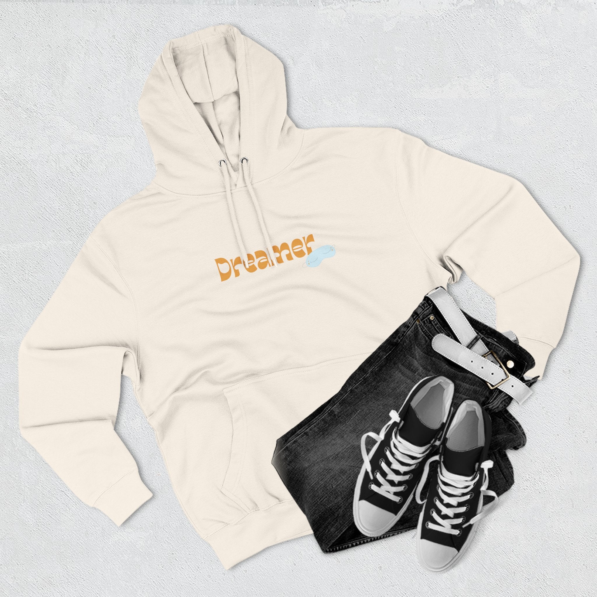 Dreamer Three-Panel Fleece Hoodie | Cozy Sweatshirt, Gift for Dreamers, Casual Wear, Inspirational Apparel, Everyday Comfort