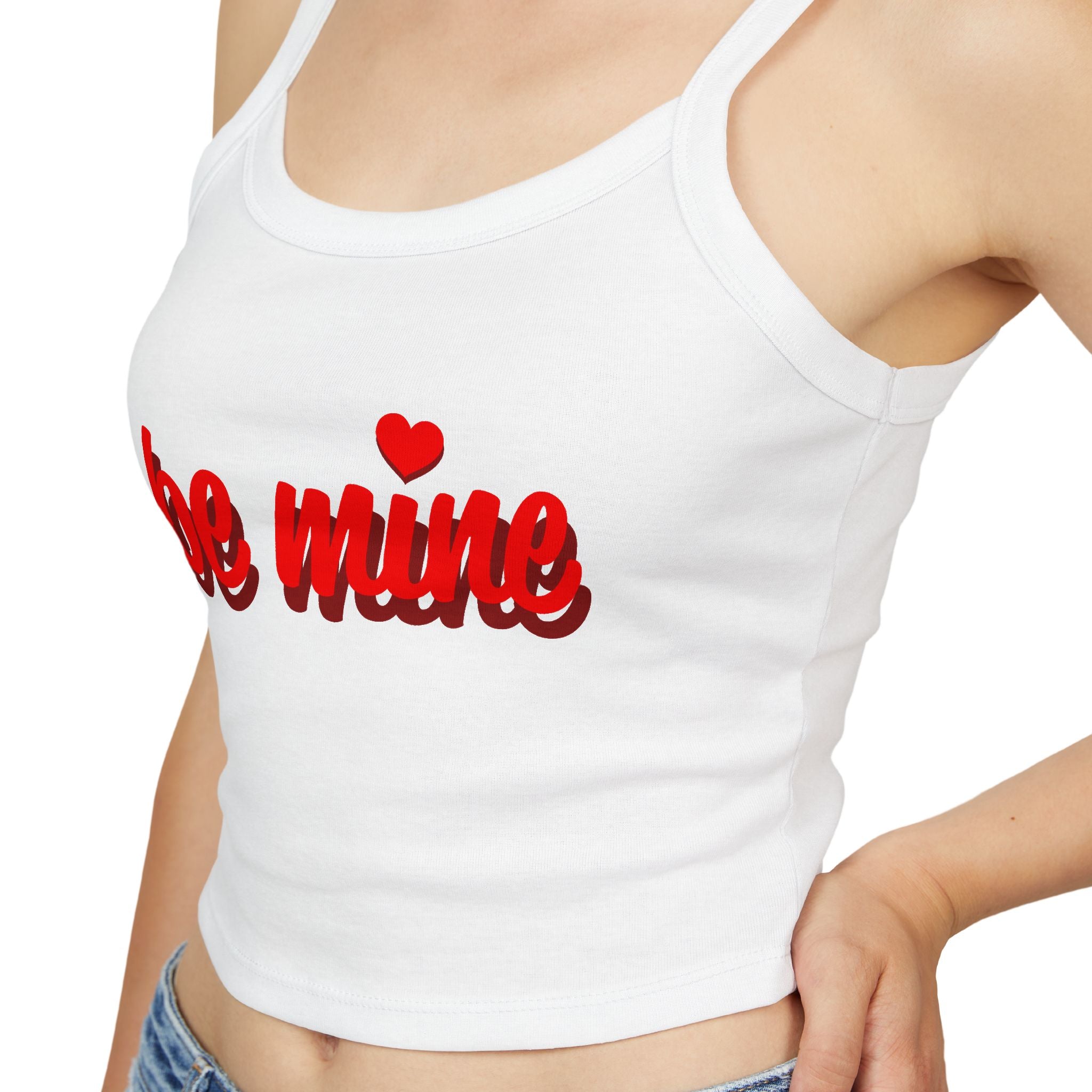Romantic Spaghetti Strap Tank Top | 'Be Mine' Design for Valentine's Day, Cute Summer Top, Gift for Her, Casual Wear, Love Shirt