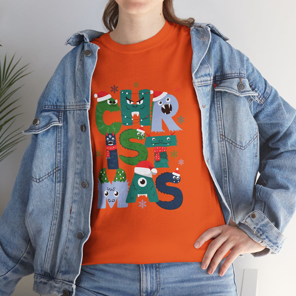 Christmas Graphic Tee — Cute Holiday "CHRISTMAS" Lettering T‑Shirt