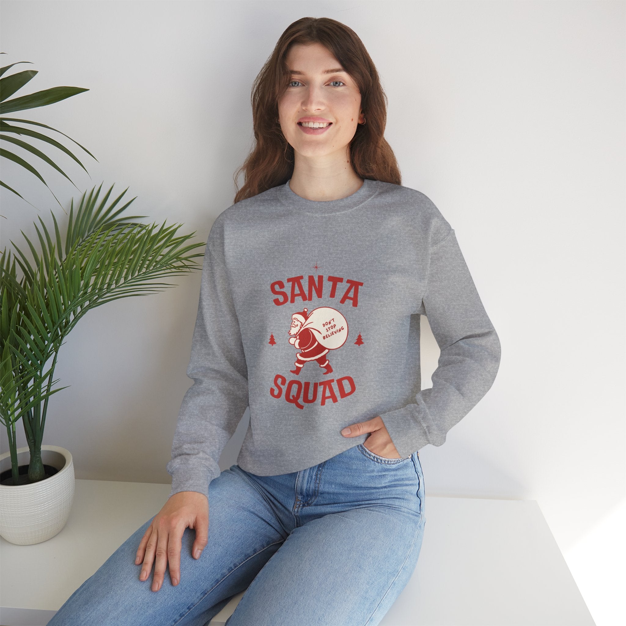 Santa Squad Crewneck Sweatshirt — Retro Santa Graphic Christmas Sweater