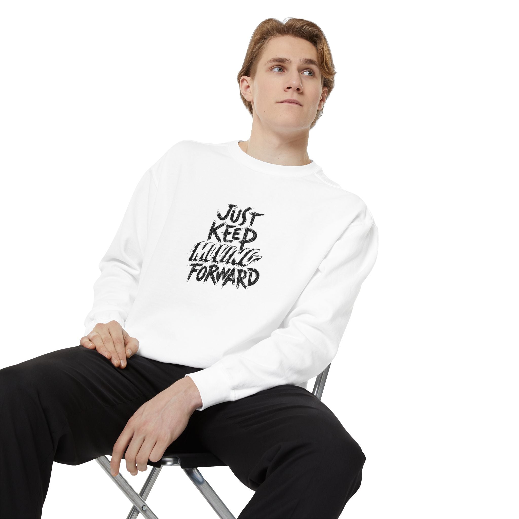 Motivational Sweatshirt - Just Keep Moving Forward, Unisex Garment-Dyed Crewneck, Cozy Gift, Inspirational Apparel, Perfect for Every [...]